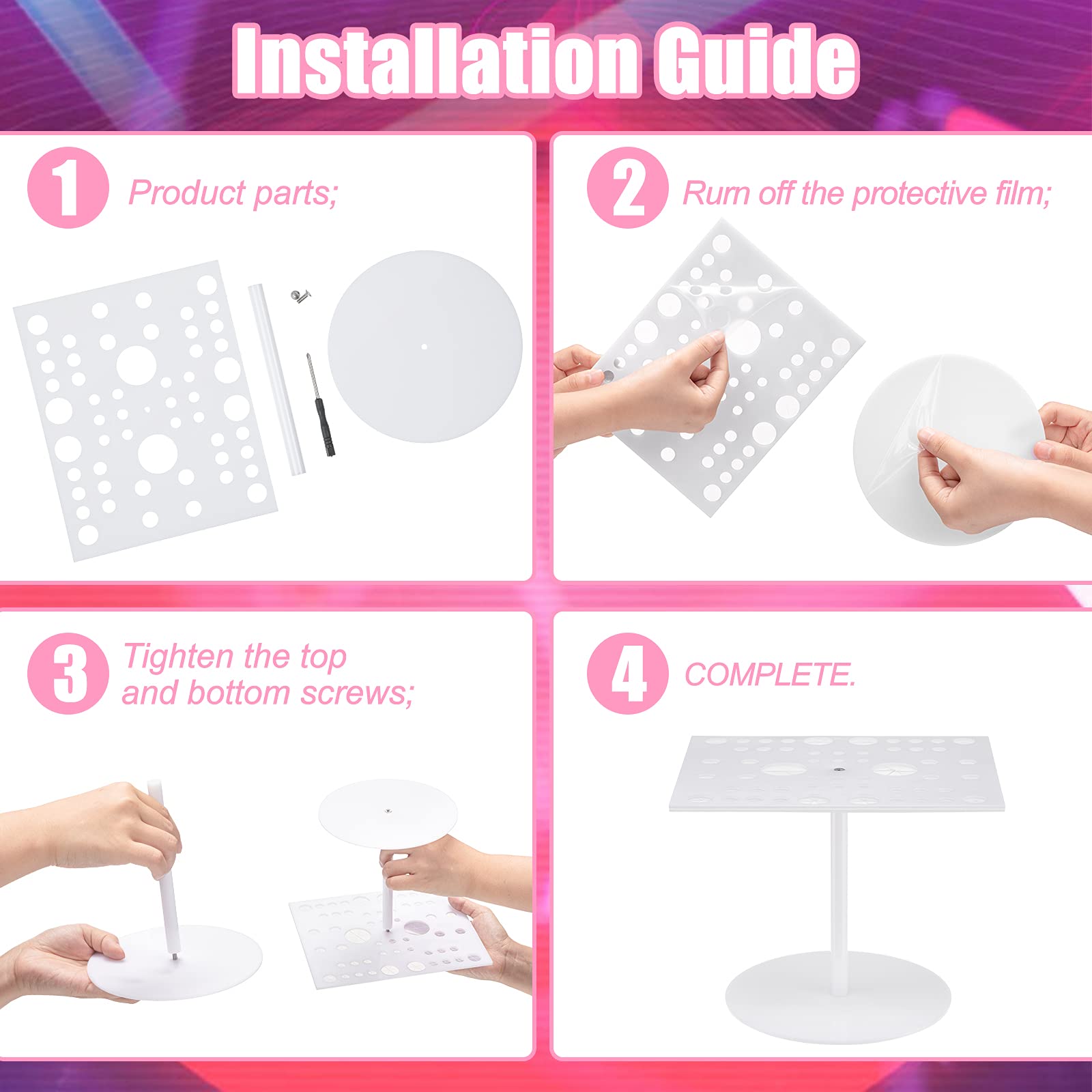 54 Holes Acrylic Brush Holder Makeup Brush Drying Rack Brush Dryer Collapsible Makeup Brush Holder Makeup Brush Dryer Stand for