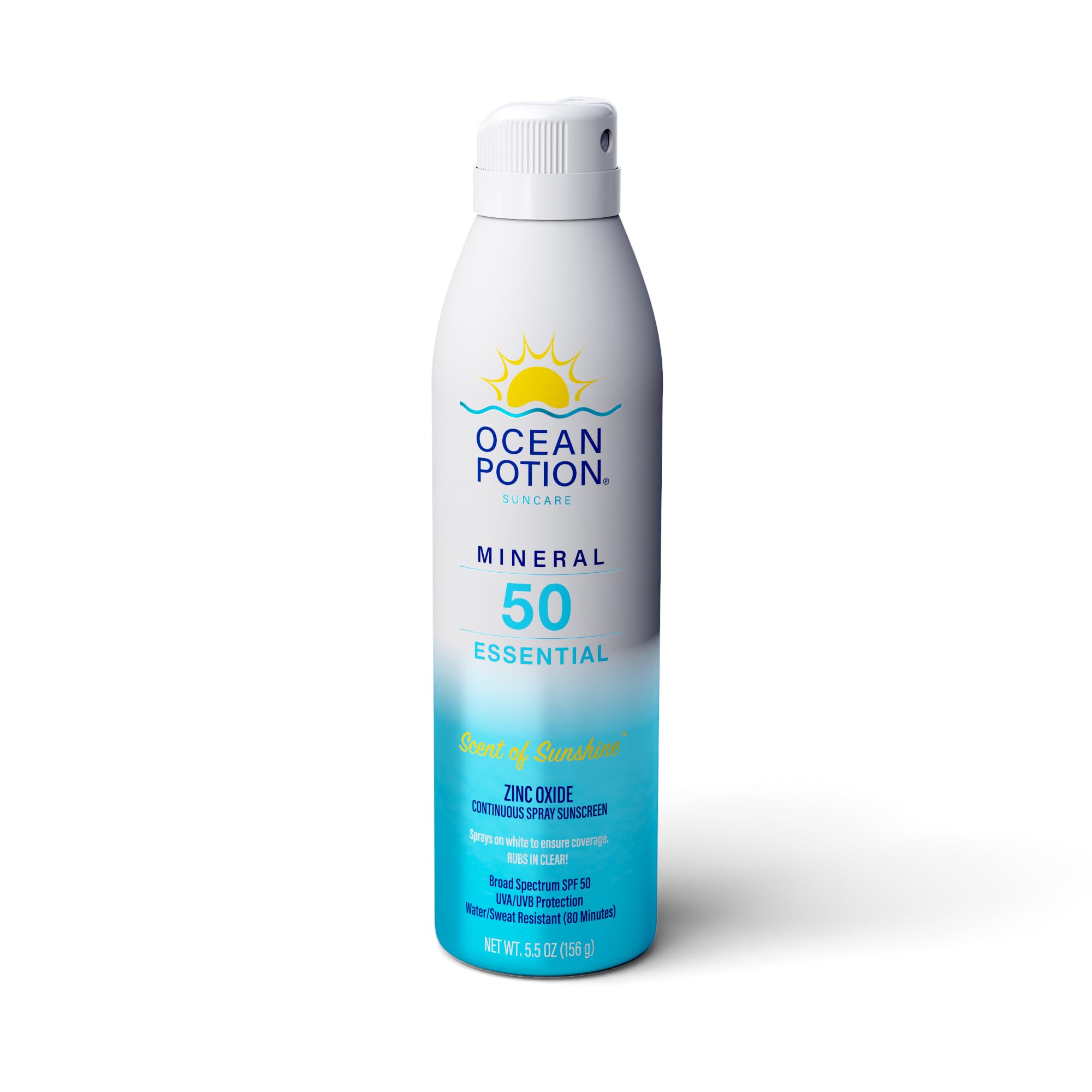Ocean Potion Mineral Sunscreen Spray SPF 50  Zinc Oxide Sunscreen Spray for Broad Spectrum UVA/UVB Protection  Lightweight, Wa