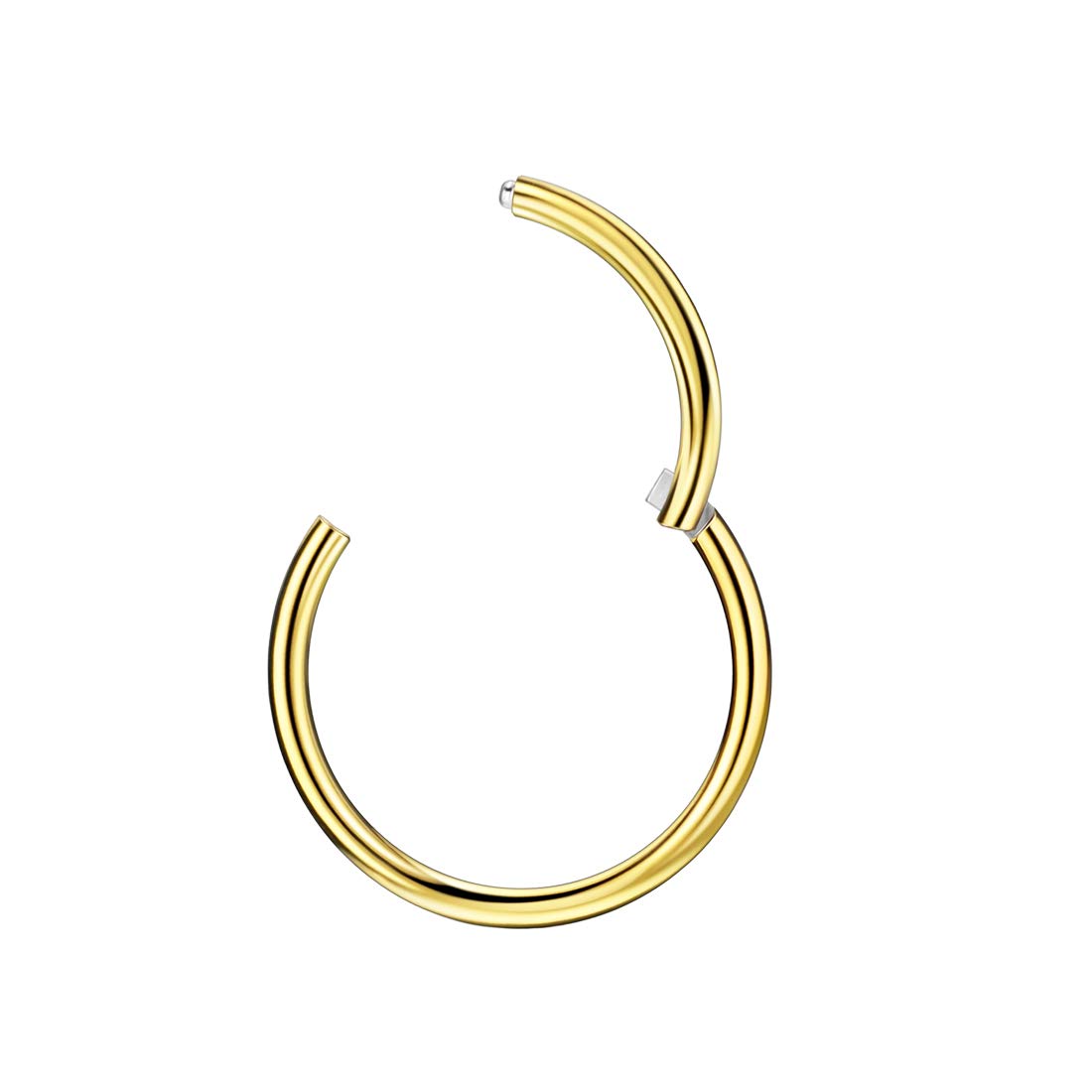 JOFUKIN 12g Gold Plated Nose Rings - 10mm 12 Gauge Hoops for Men - Surgical Steel, Hypoallergenic - Body Piercing Rings for Lobe