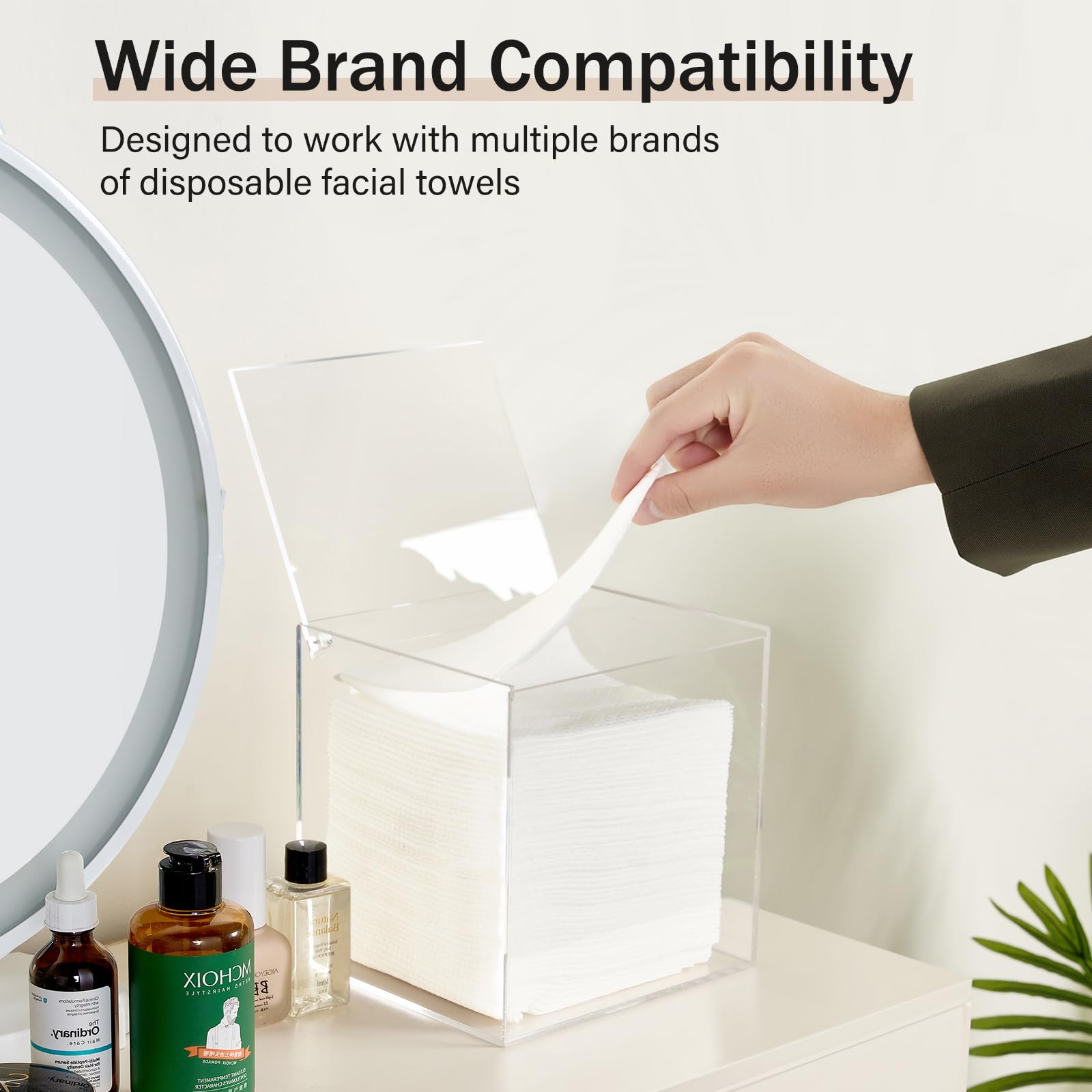 Acrylic Disposable Face Towel Holder, Clean Skin Club Face Towels Holder Container, Clear Box Compatible With Facial Towel Xl, C