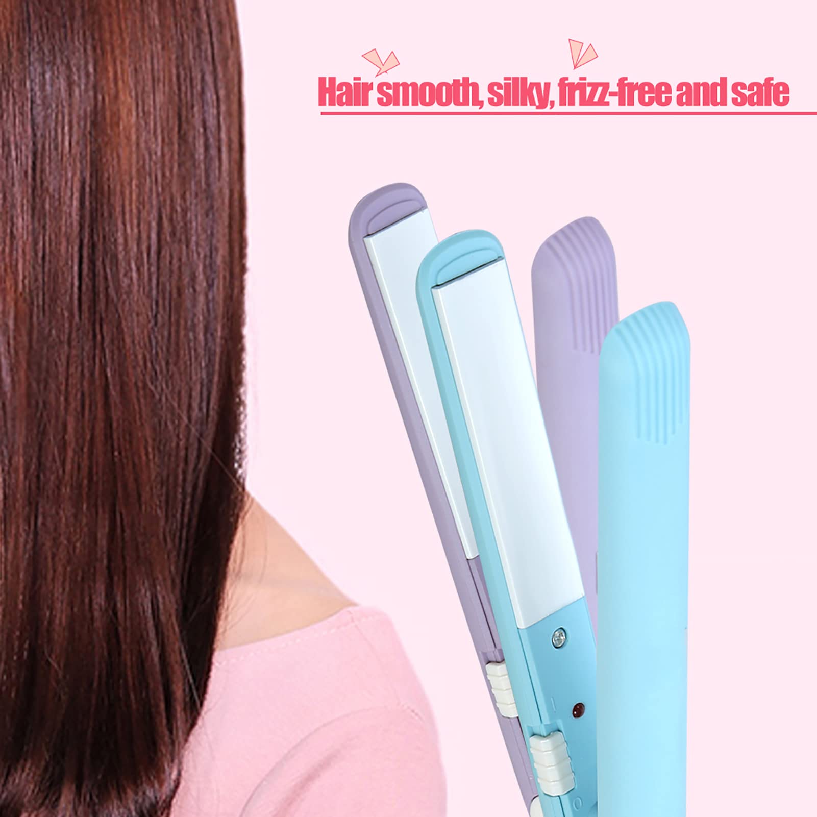 Mini Hair Straightener, 2 in 1 Mini Ceramic Tourmaline Flat Iron for Short Hair Pixie Cut Hair Touch Control, Anti-Frizz (4 Colo