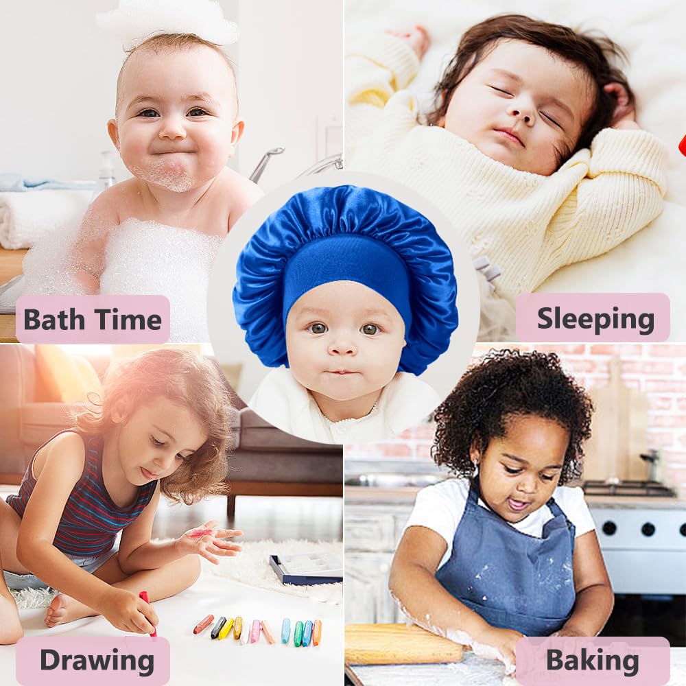 Haniraba 3 Pcs Baby Bonnets For Sleeping,Infant Sleep Cap Hair Bonnet For Baby Girls,Boys,Toddlers