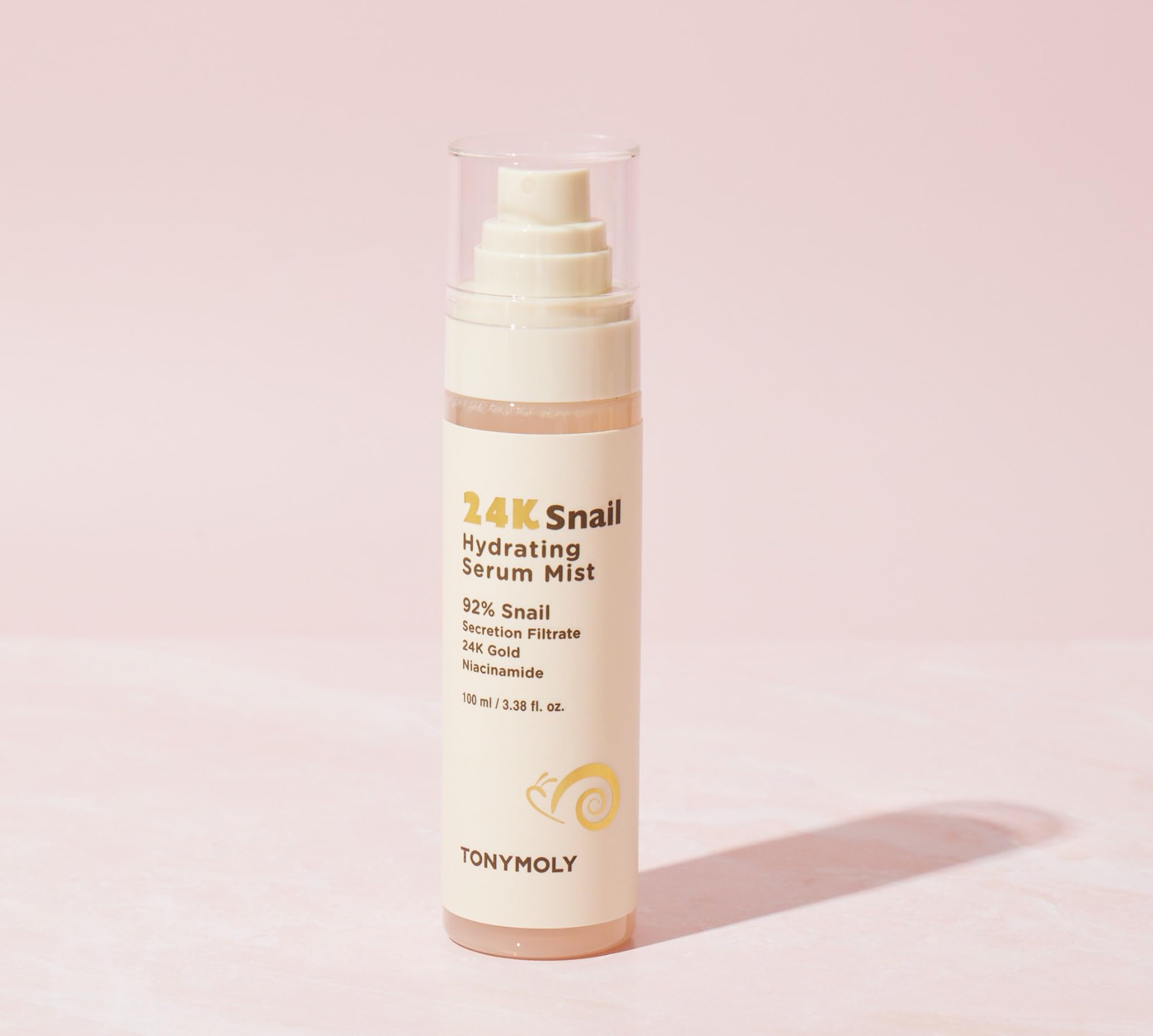 Tonymoly 24K Snail Hydrating Serum Mist, 92% Snail Mucin, Hydrating, Moisturizing Toner Serum Mist, Korean Skincare, 3.38 Oz