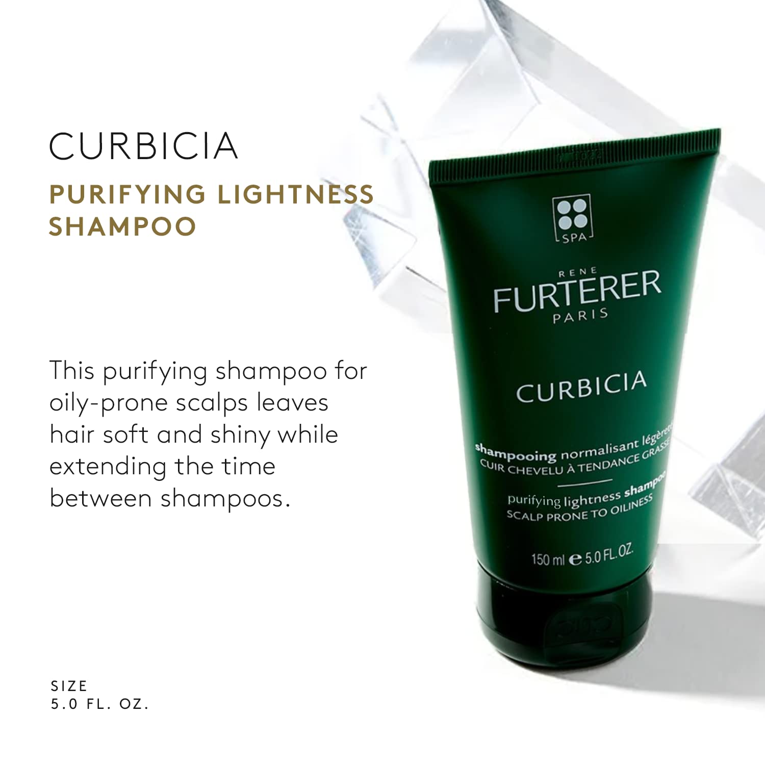 Rene Furterer Curbicia Normalizing Lightness Shampoo, Oily-Prone Scalp, Sebum Control, 5 Oz.