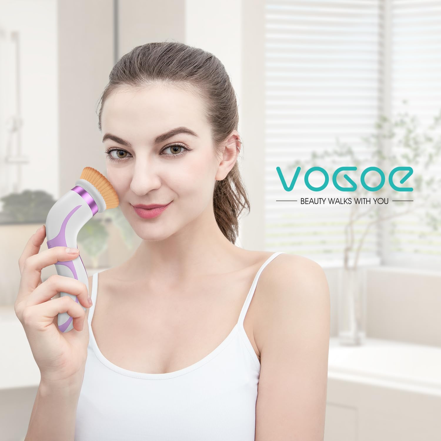 VOGOE Facial Cleansing Brush-Spin Face Scrubber Exfoliator Rechargeable, 2-Speed Rotation, Electric Face Wash Brushes for Cleans