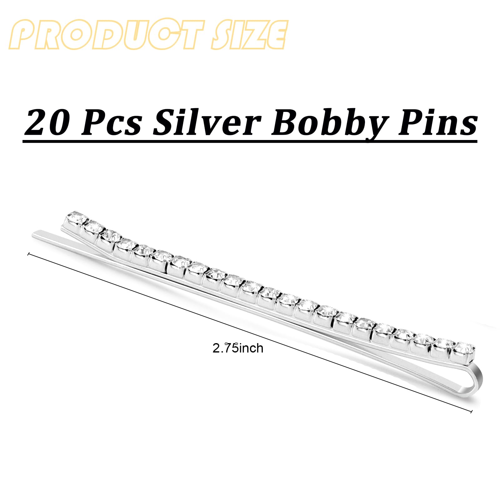 Ondder Silver Rhinestone Crystal Hair Pins For Wedding Hairstyles, Bridal Buns, And Decorative Accessories