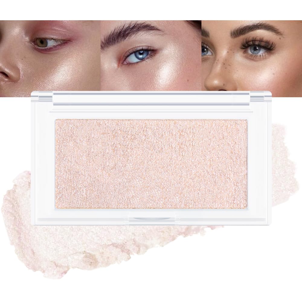Pearl Pink Shimmer Glitter Highlighter Makeup Contour Powder,Silver Glitter Highlighter Face Illuminator Highlighter, Illuminato