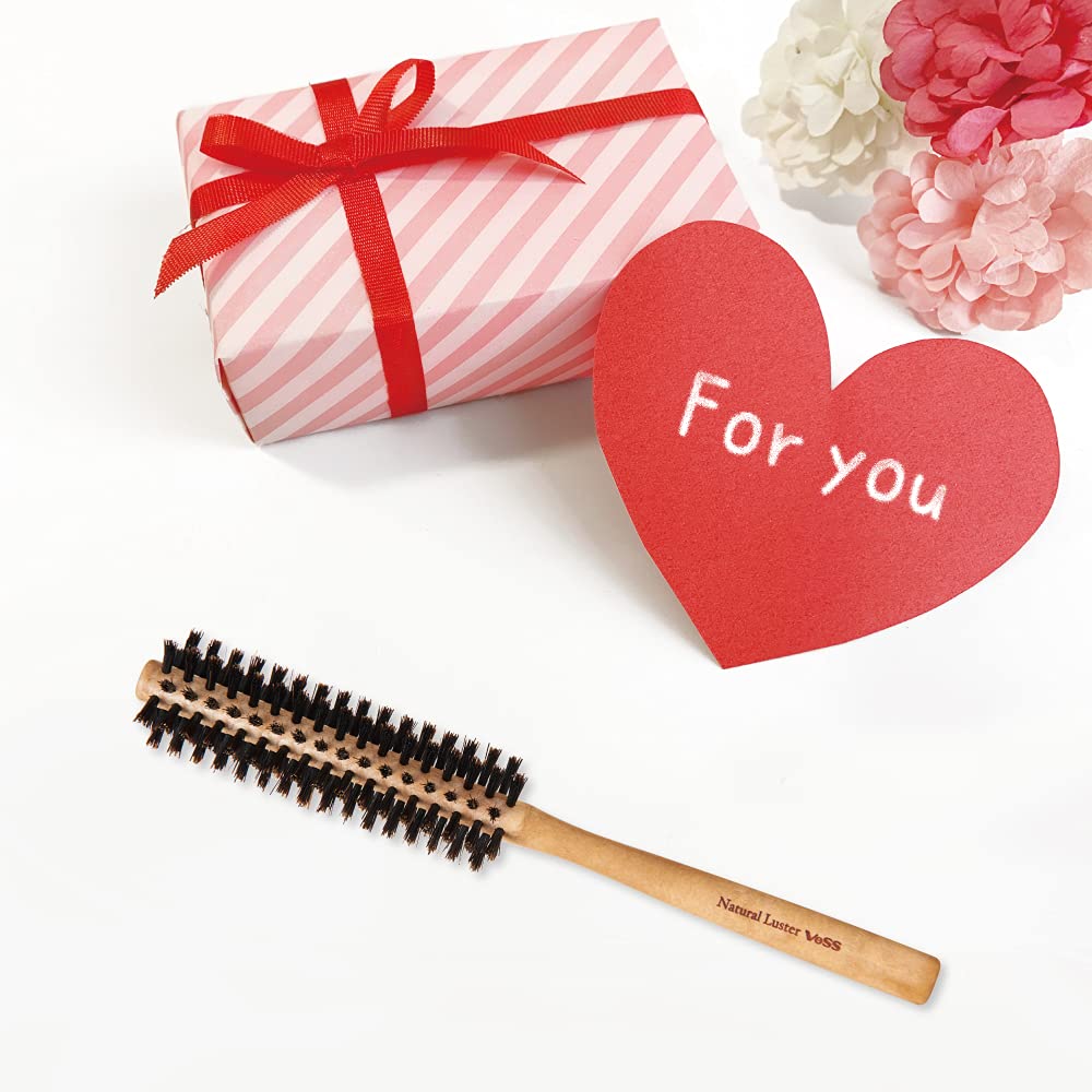 Boar Bristle Round Brush [ Made In Japan ] 100% Natural Boar Bristle Hair Brush For Styling, Separating, Shaping And Blow-Drying
