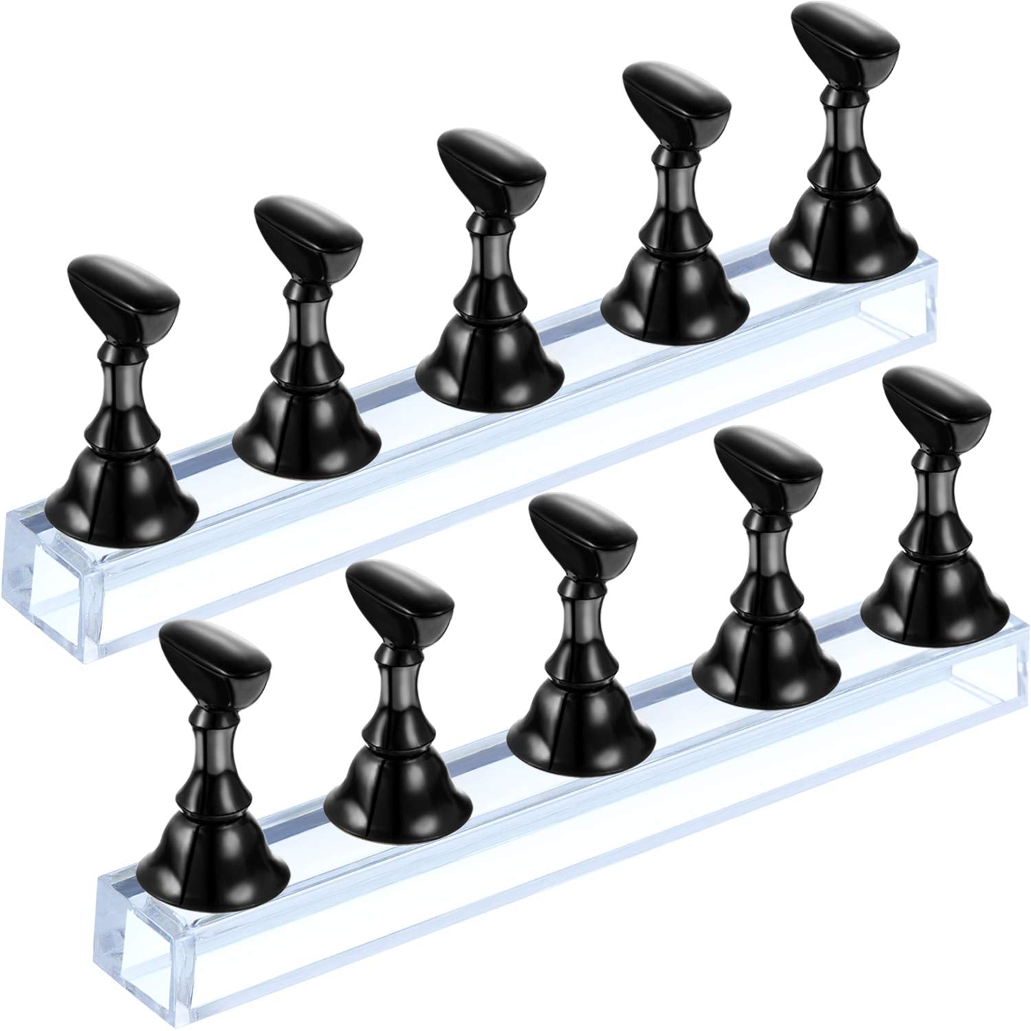 2 Sets Acrylic Nail Display Stand Nail Practice Holder Magnetic Nail Practice Stand Fingernail Diy Nail Design Stand For False N