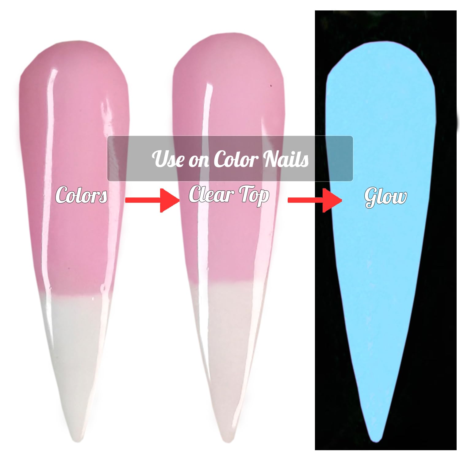 Glow In The Dark Clear Acrylic Nail Powder 2Oz Semi-Transparent Top Coat Powder For Nail Arts (Ap057)