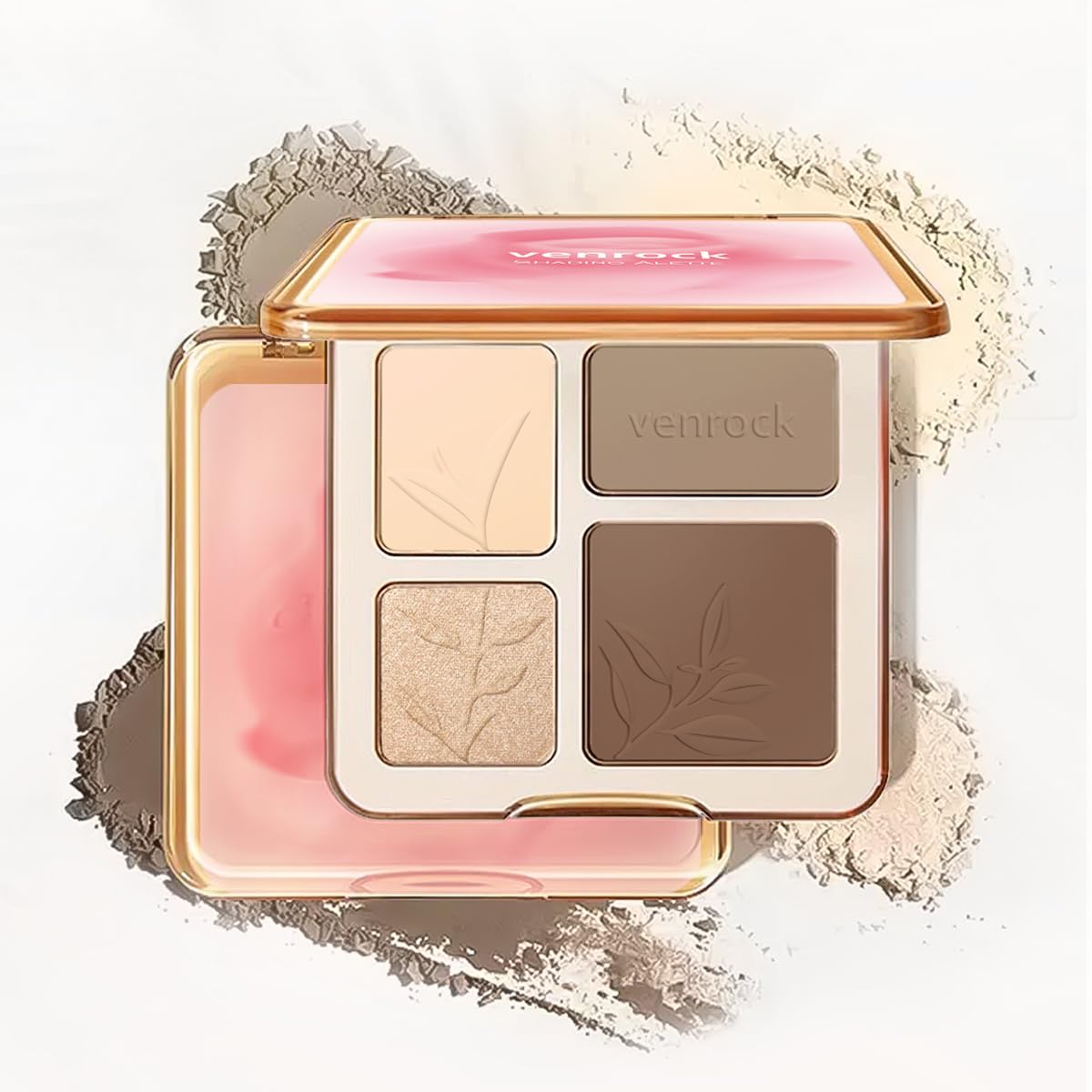 Venrock 4Colors Highlight & Contour Palette Matte Highlighter Contour Compact Natural Glow Contour Powder Blendable Face Makeup