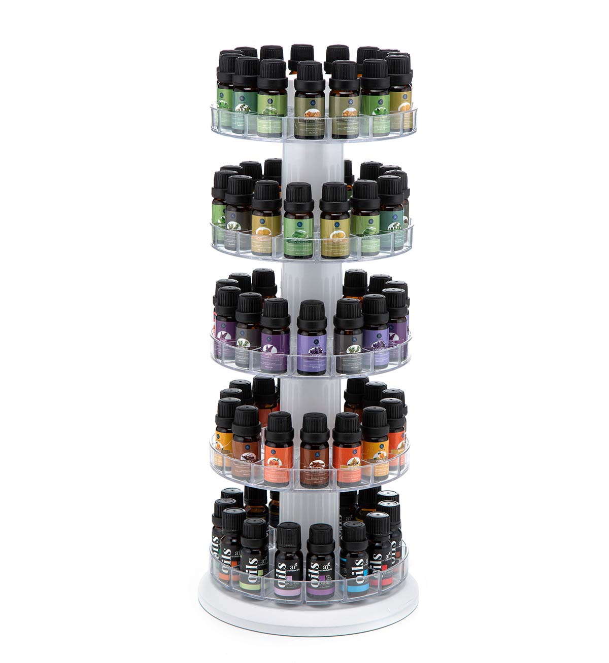 J JACKCUBE DESIGN Rotating Essential Oil Display Stand Spinning Rack for 75 Bottles(up to 120) Organizer 5 Tier Storage Holder -