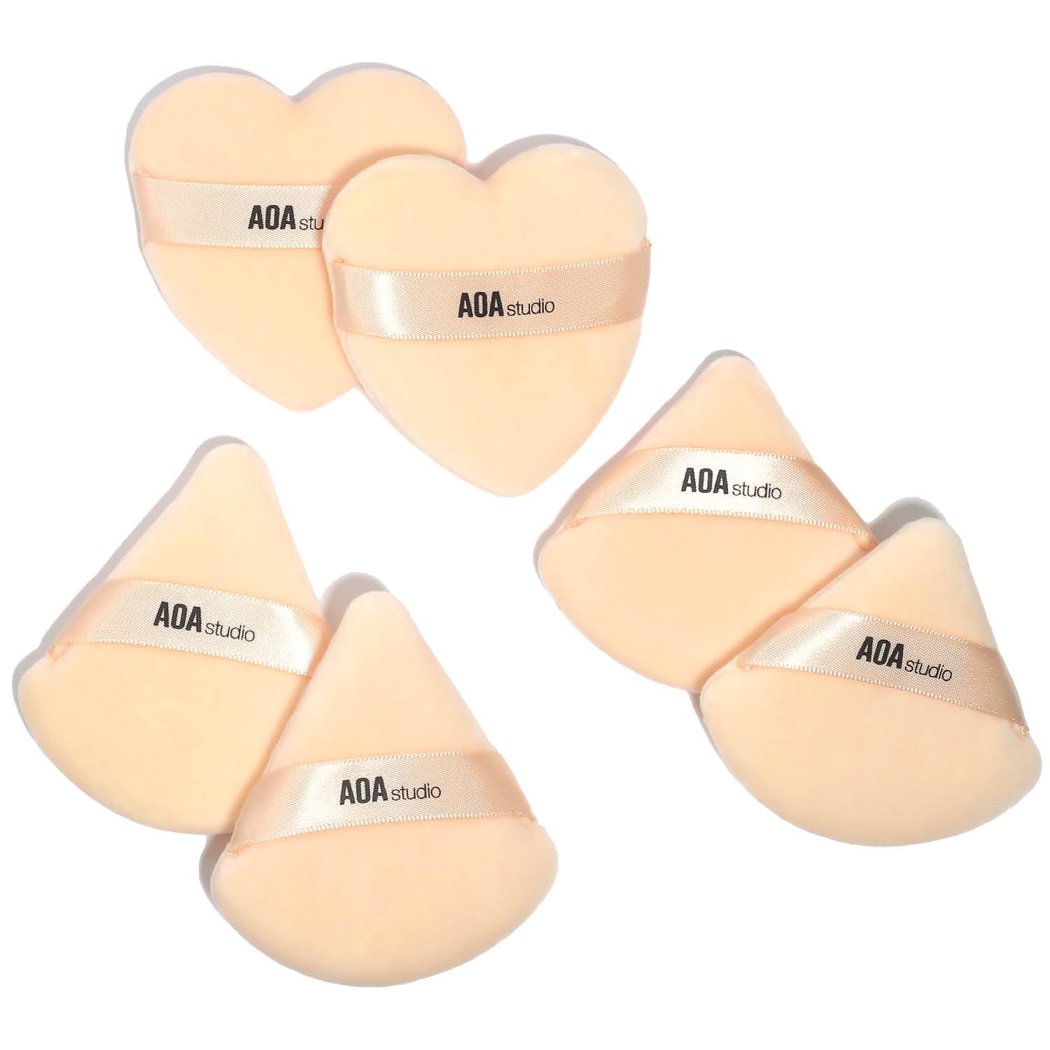 AOA Studio Velvet Puffs Makeup Puff Set of 6 Loose Powder Body Powder, Velour Makeup Blender Sponge Foundation Blending Sponges 