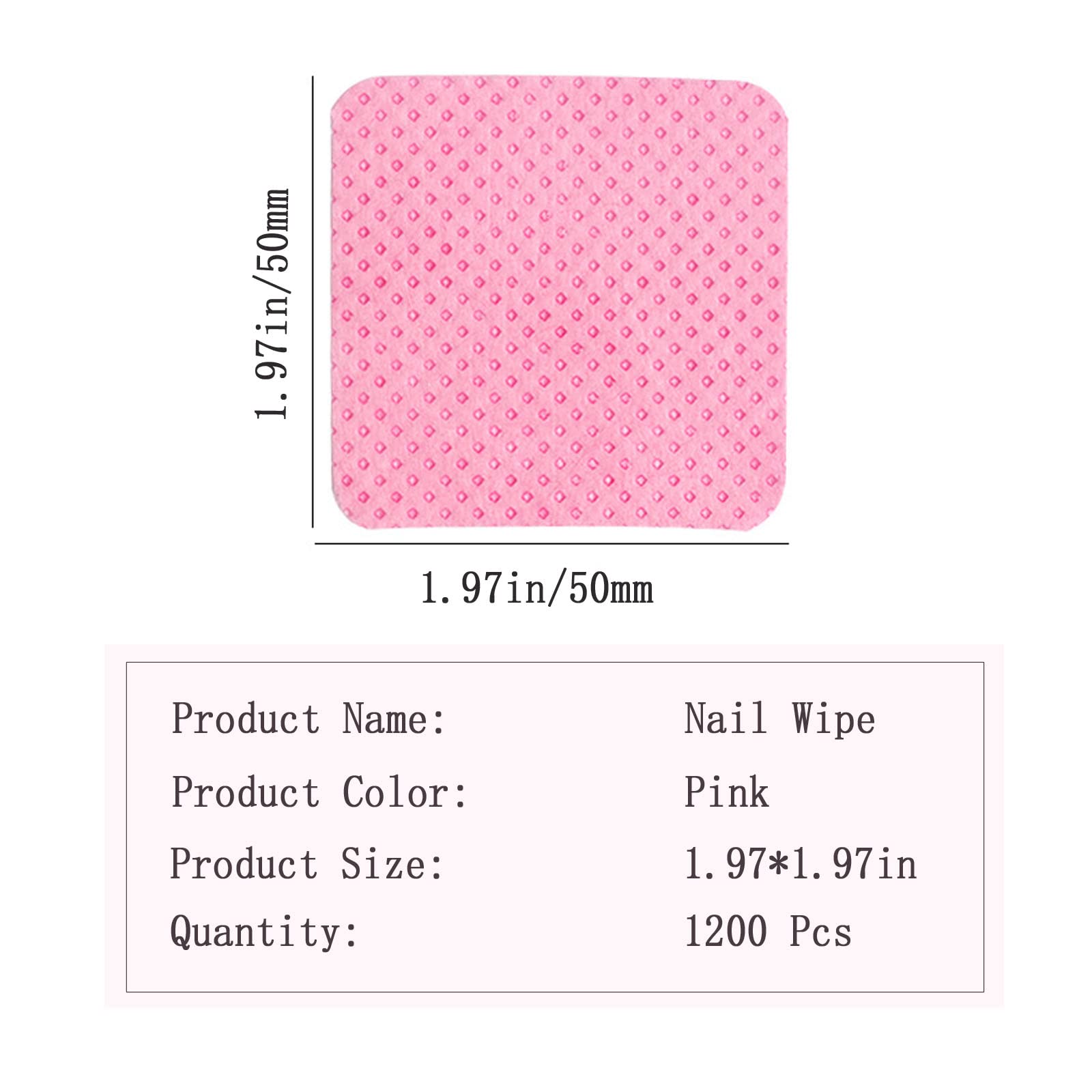 Lint Free Nail Wipes, 1200Pcs Pink Eyelash Extension Glue Cleaning Wipes, Absorbent Soft Non-Woven Fabric Gel Nail Polish Remove