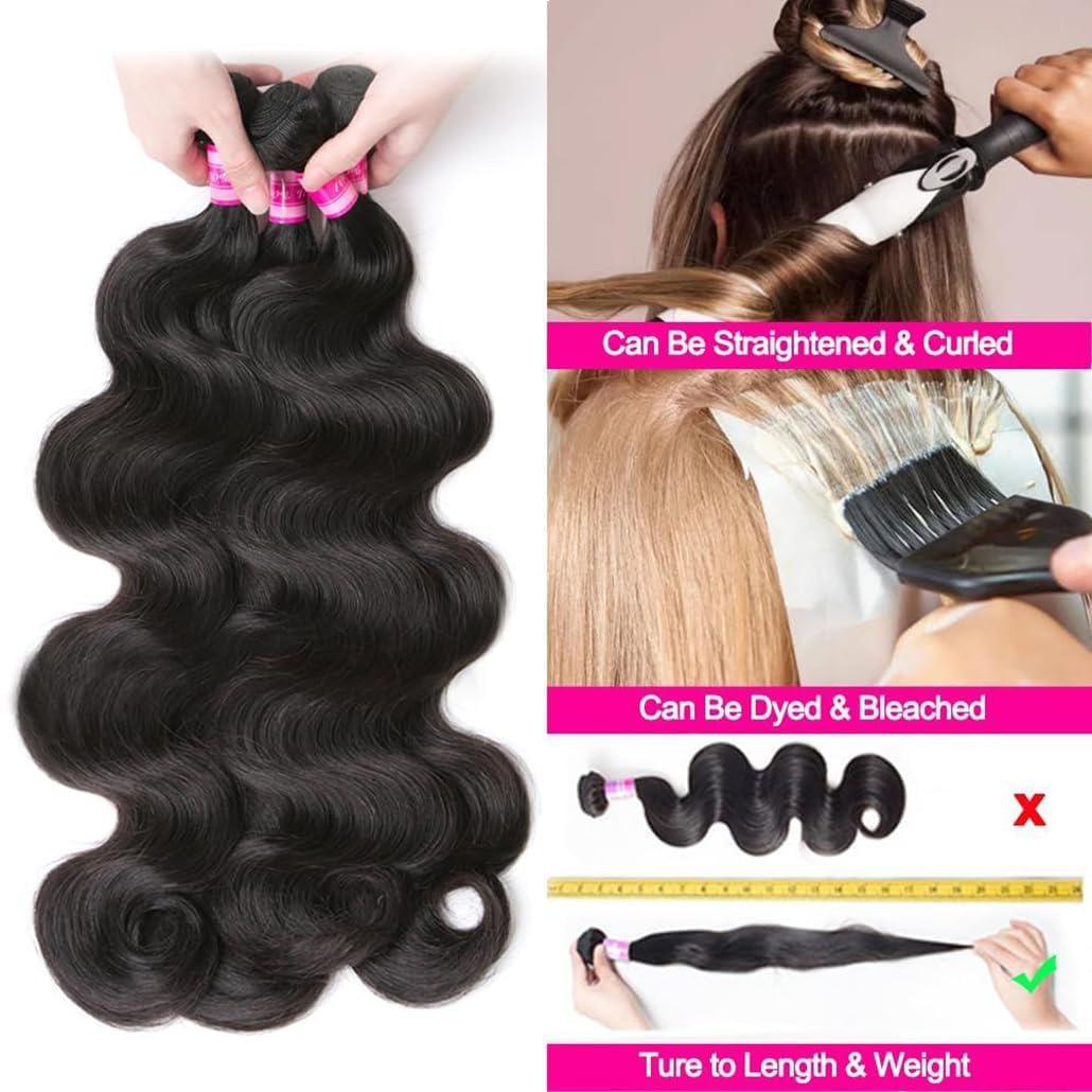 Human Hair Bundles Body Wave 4 Bundles 14 16 18 20 Inch 12A Human Hair For Black Women 100% Unprocessed Brazilian Virgin Hair Bu