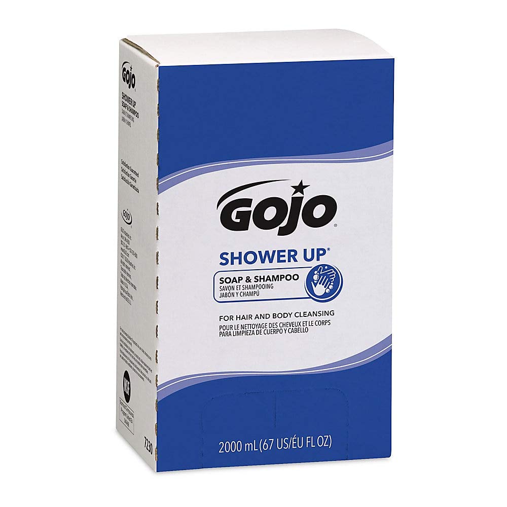GOJO SHOWER UP Soap & Shampoo, Clean Fragrance, 2000 mL Soap/Shampoo Refill PRO TDX Push-Style Dispenser (Pack of 4) - 7230-04