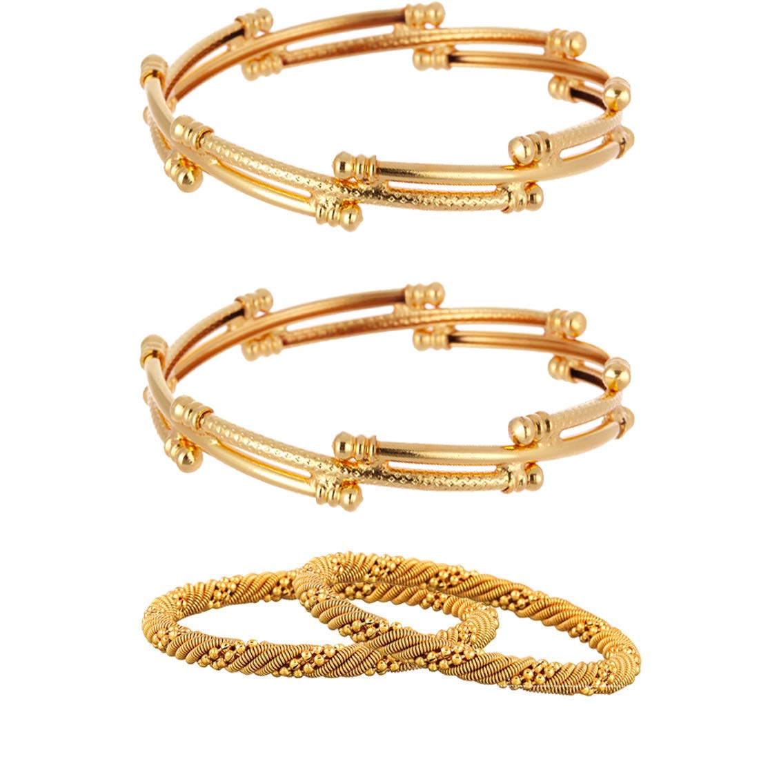 Zeneme Jewellery Combo Of Designer Victoria Bangles, Trendy Gold Plated Bangles For Women & Girls  Pack Of 4 (2.8)