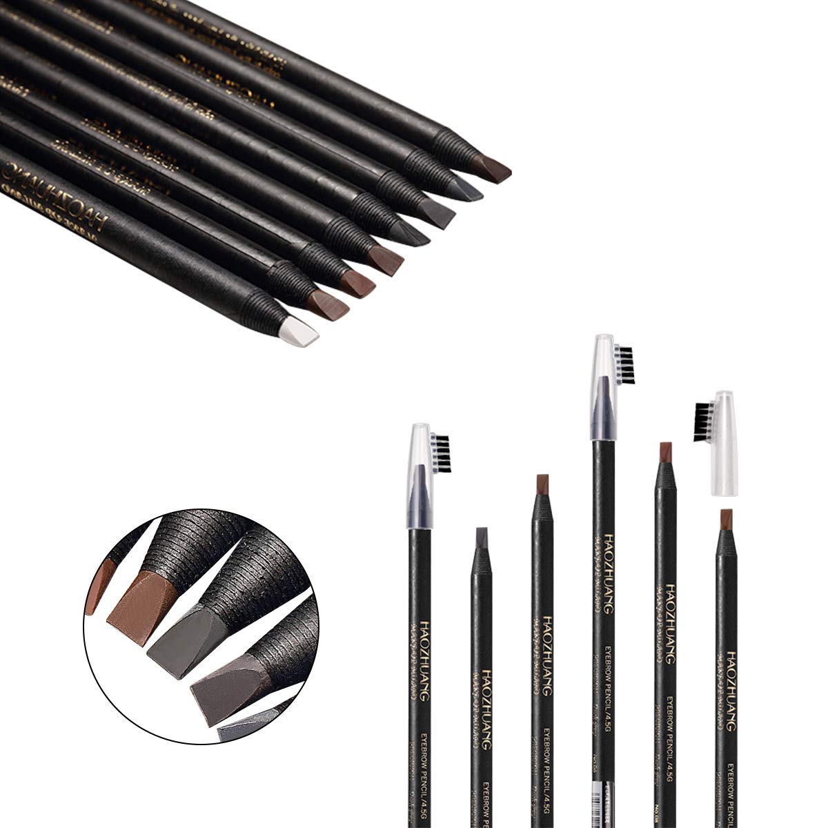 Guapa Microblading Eyebrows Pencil Waterproof Pull Cord Peel-Off Brow Pencil Set For Marking, Filling And Outlining, Tattoo Make