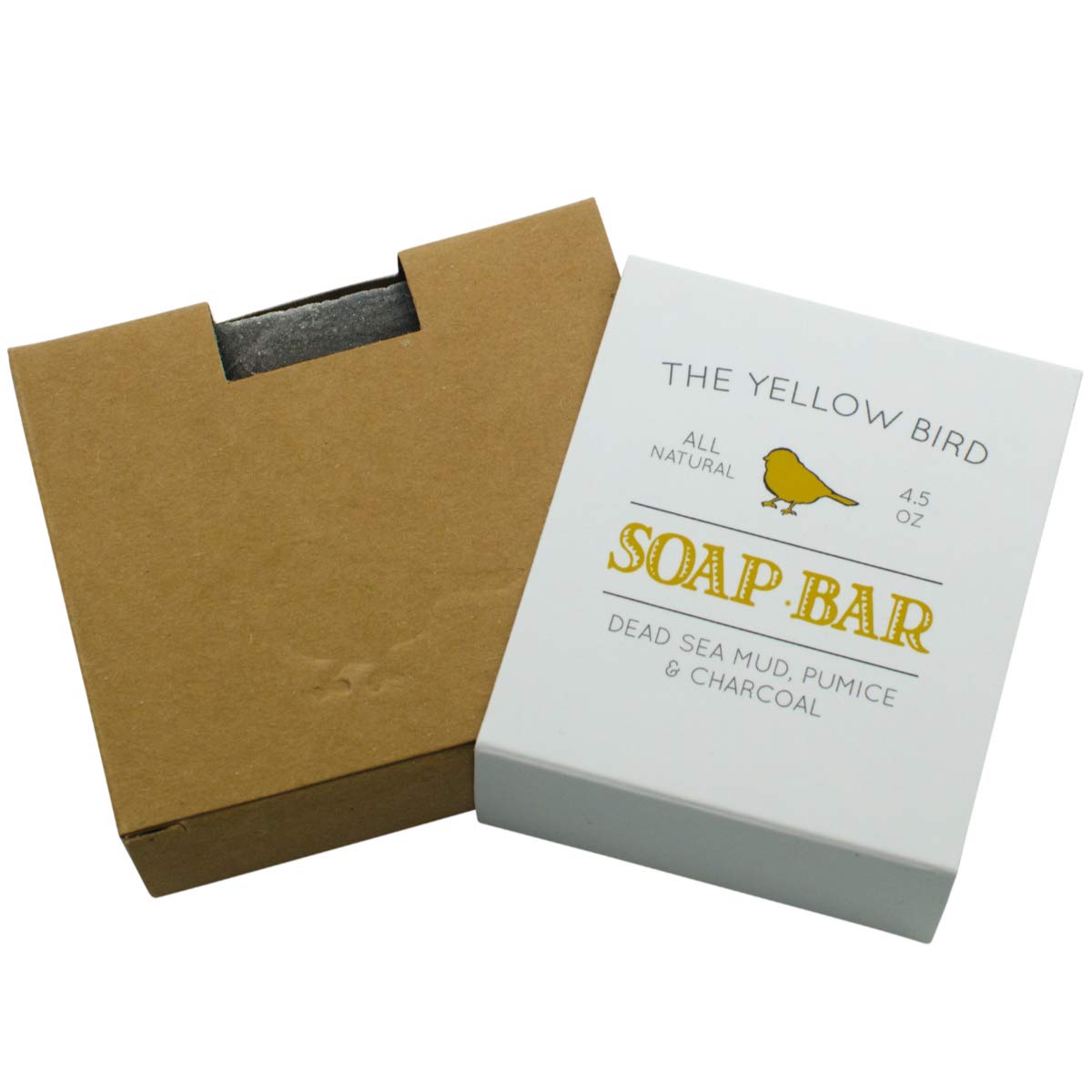 The Yellow Bird Dead Sea Mud Soap Bar - With Exfoliating Pumice Scrub & Detoxifying Charcoal. Organic & Natural Essential Oils.