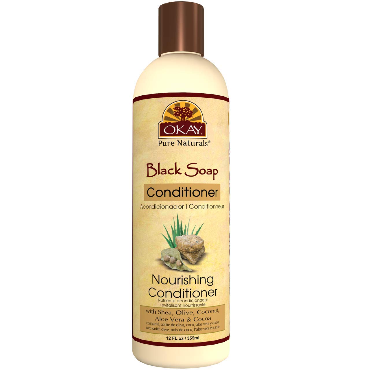 OKAY | African Black Soap Conditioner | For All Hair Types & Textures | Hydrate & Moisturize | With Shea, Olive, Coconut, Aloe V