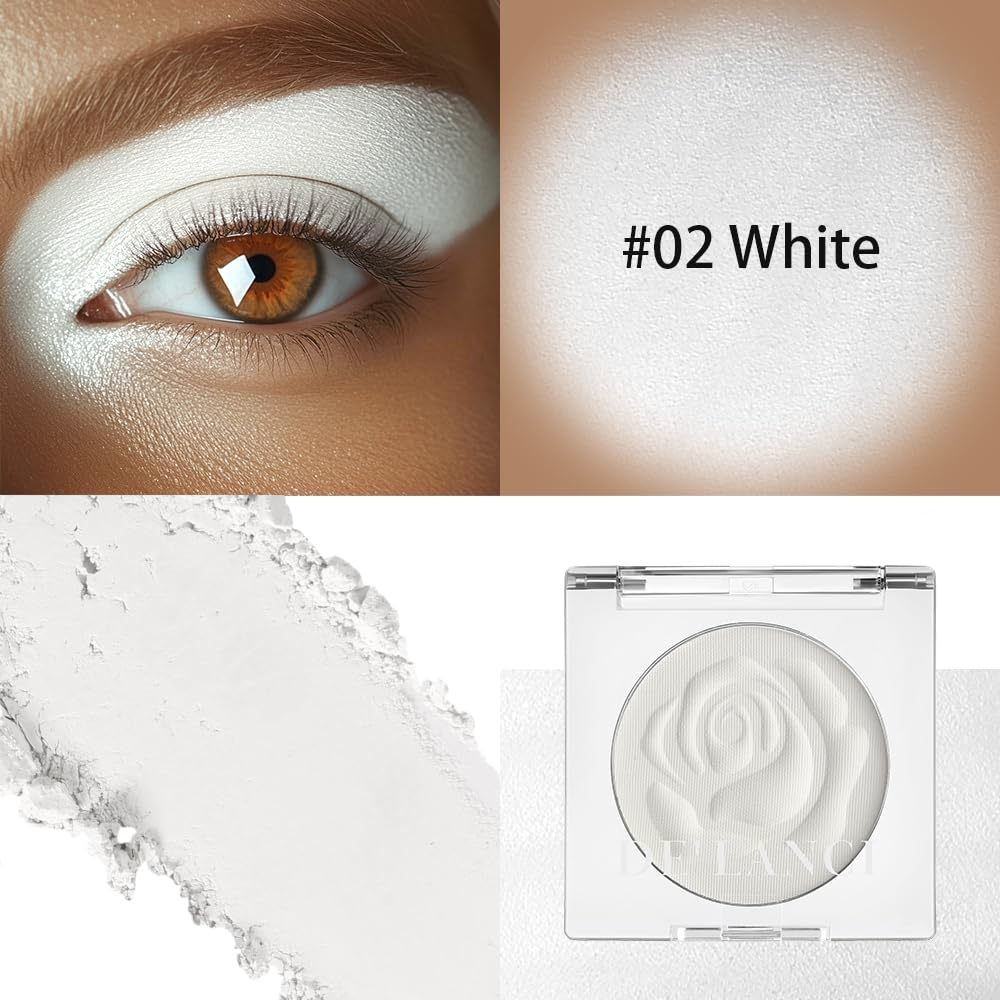 De'Lanci White Eyeshadow Palette Powder, White Highlighter Eyeshadow Base Matte Shade Eyelid, Silky-Smooth Goth White Face Paint