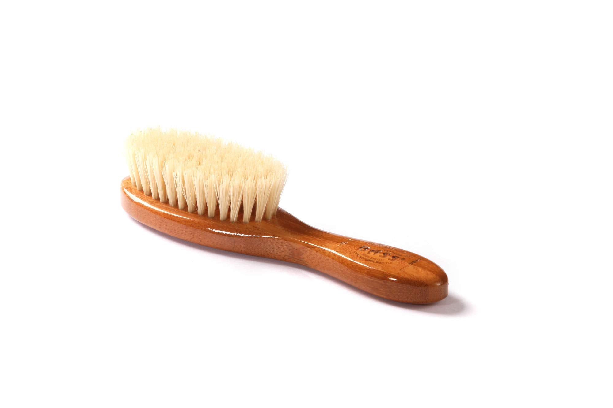 Bass Brushes | Baby Brush | Natural Bristle SOFT | Pure Bamboo Handle | Extra Small Oval | Dark Finish | Model BB1 - DB