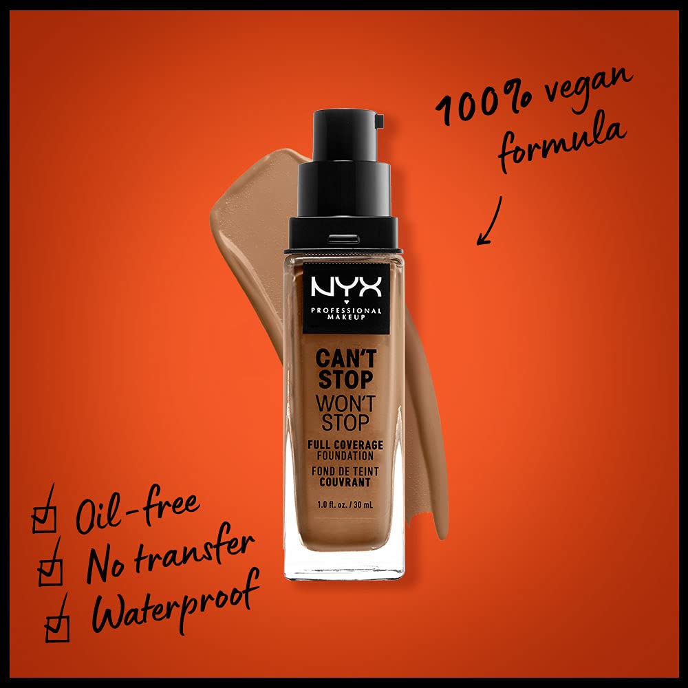 NYX PROFESSIONAL MAKEUP cant Stop Wont Stop Foundation, 24h Full coverage Matte Finish - Warm Honey