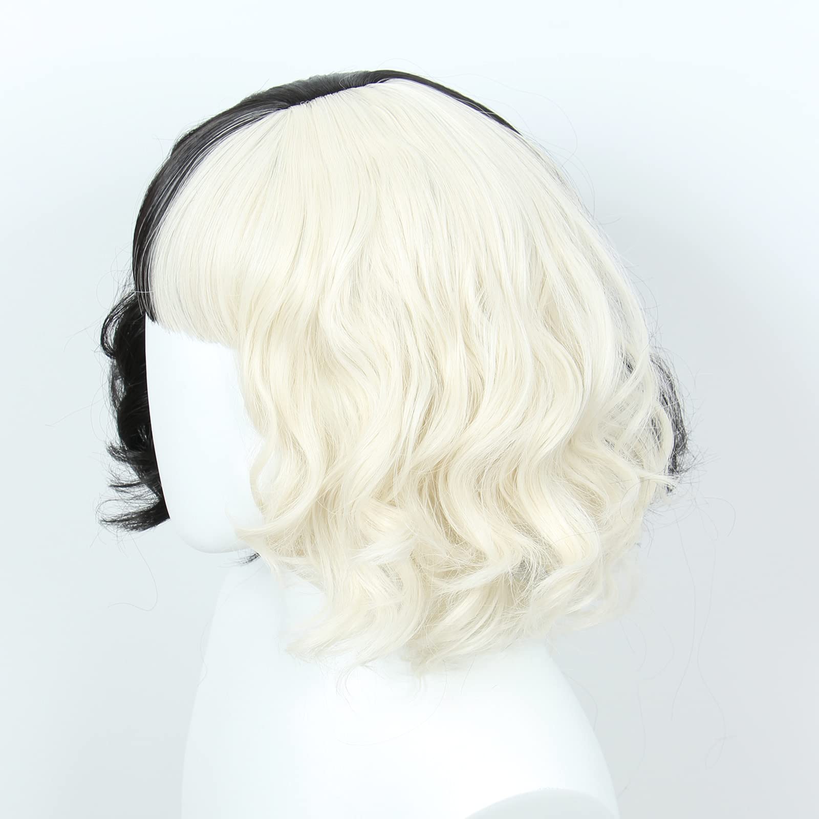Linfairy Half Light Blonde And Black Wig Halloween Costume Cosplay Wigs For Women