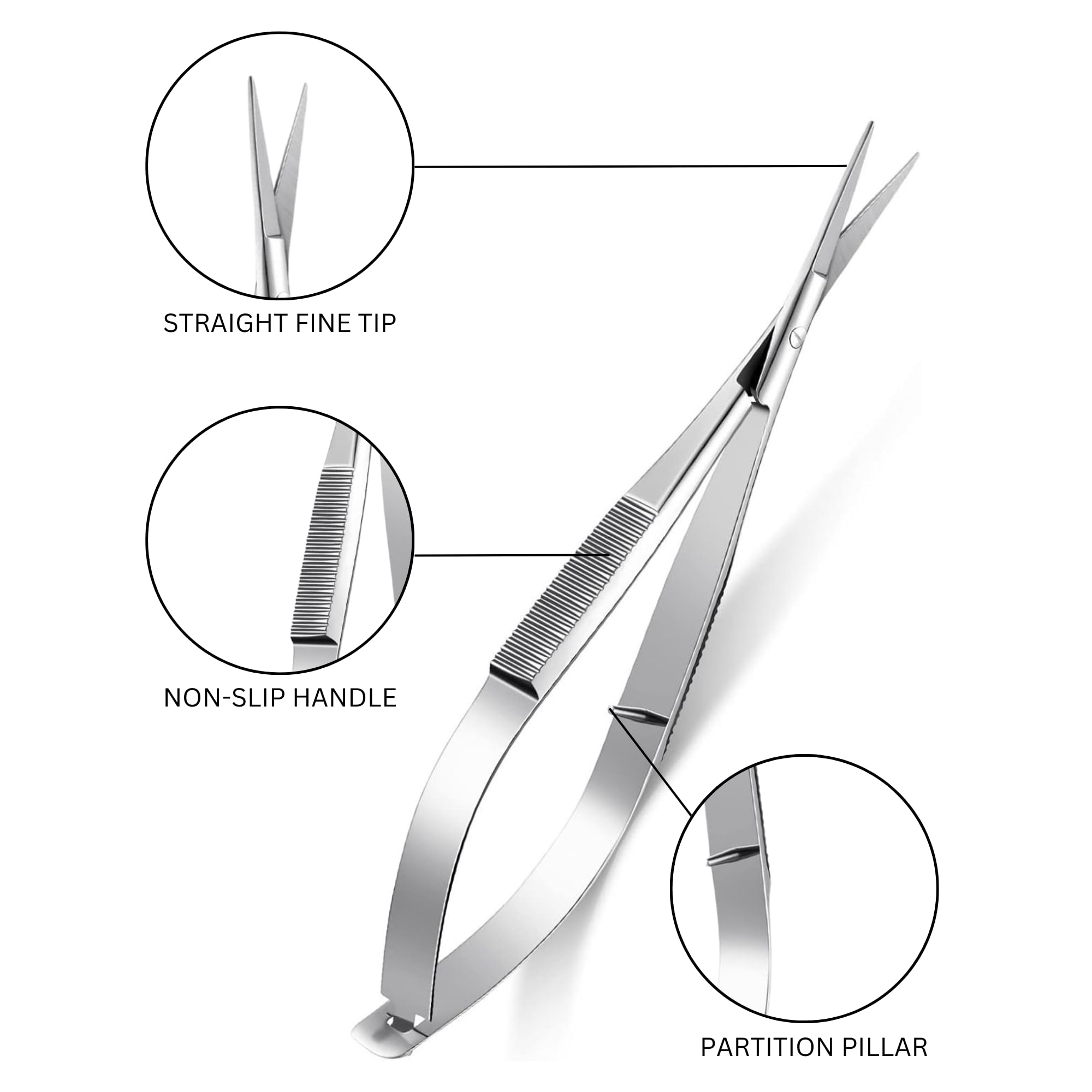Professional Eye Brow -Micro Scissors 4.5 Straight Castroviejo stitch cutting embroidery spring action extra sharp for ENT-EYE-S