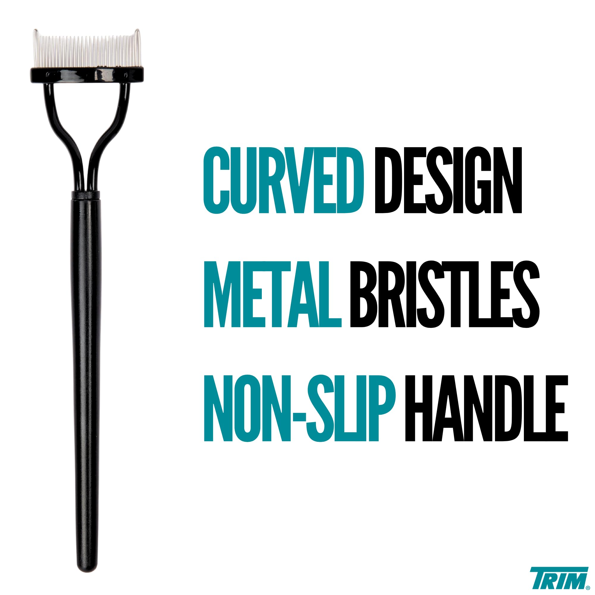 Trim Contour Lash Comb With Cover - Professional Eyelash Separator - Natural-Looking Defined Lashes - Metal Bristles - Curved De