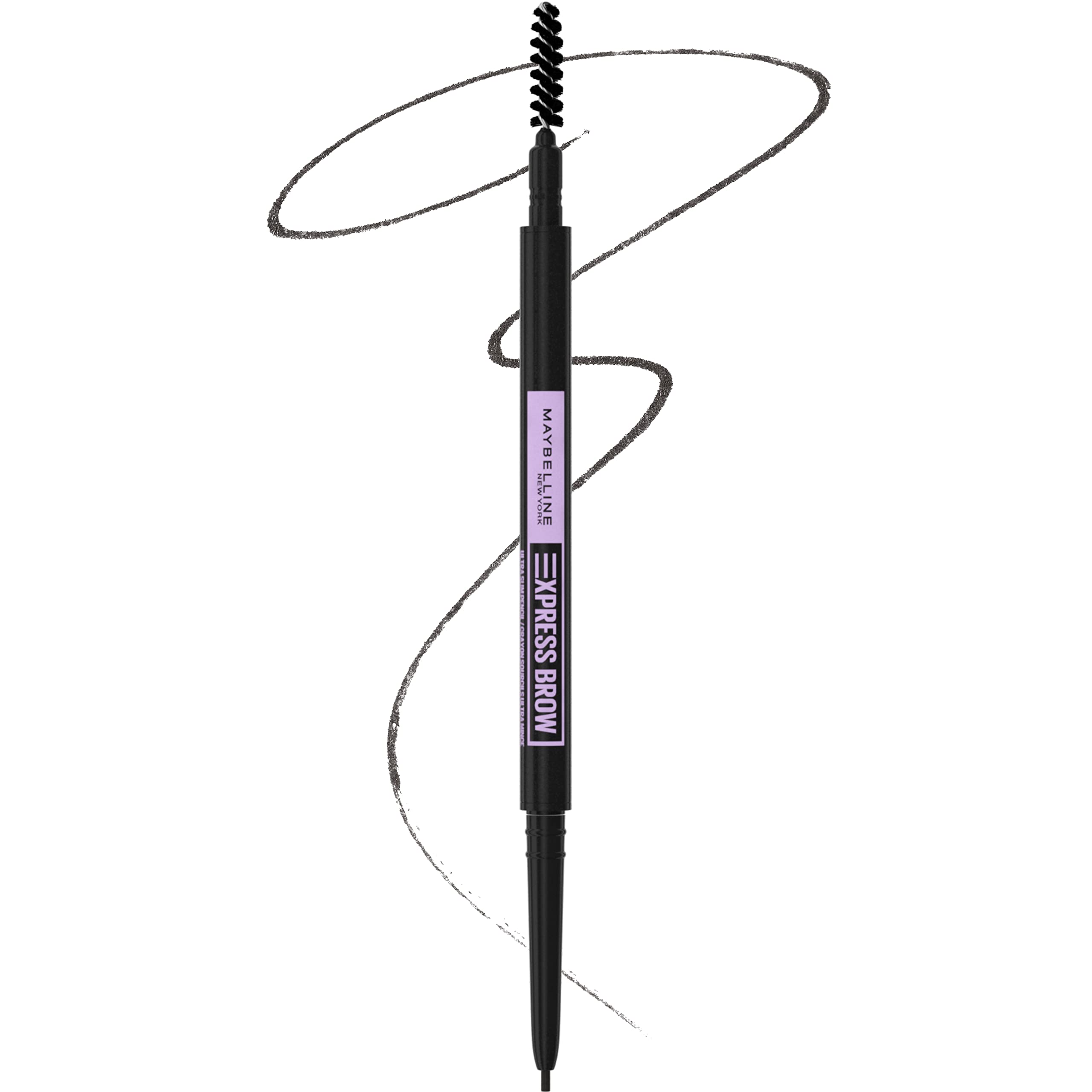 Maybelline Express Brow Ultra Slim Eyebrow Makeup, Brow Pencil with Precision Tip and Spoolie for Defined Eyebrows, Black, 1 Cou
