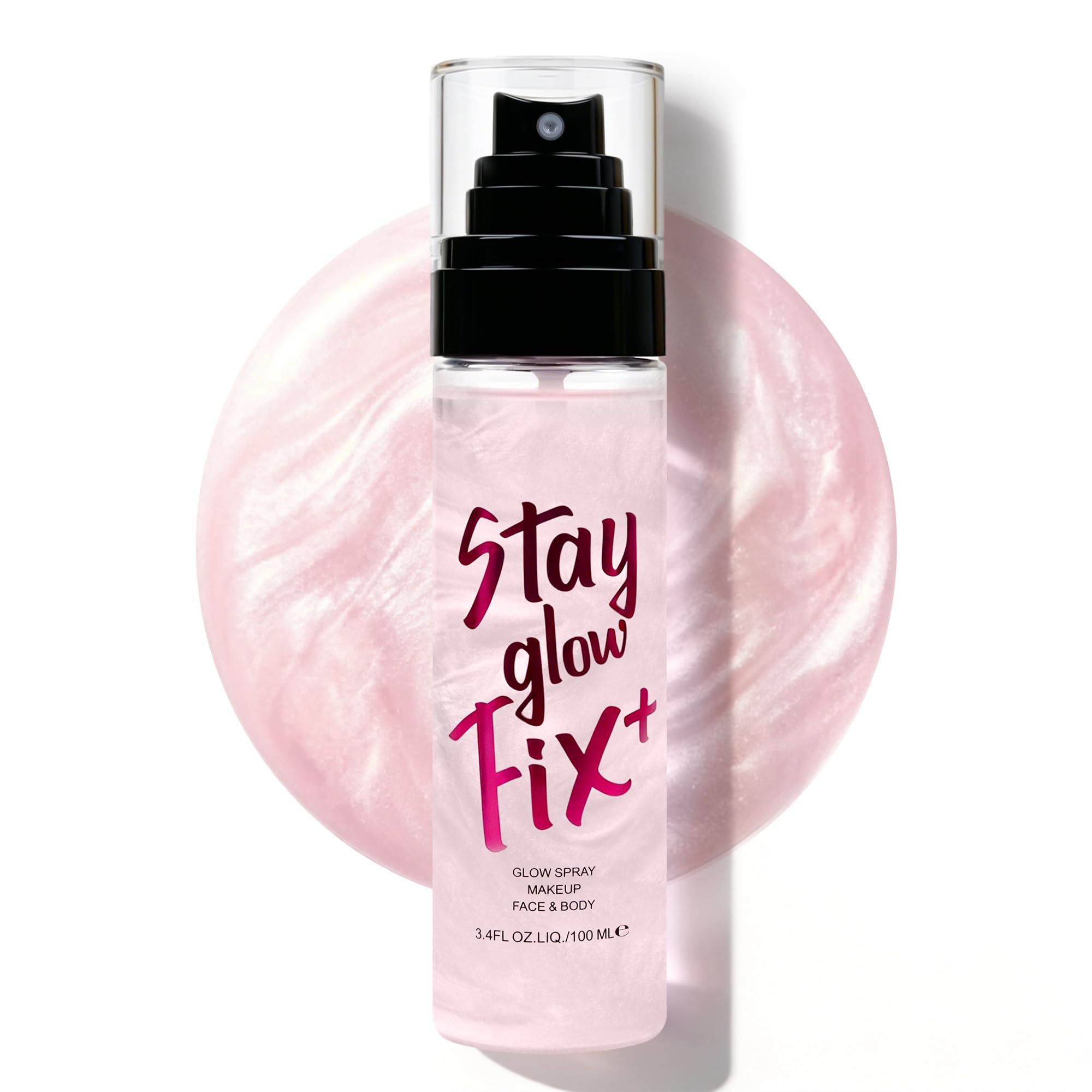 Makeup Setting Spray, Long Lasting Shimmer Fixing Spray for Face Body Makeup, Lightweight Hydrating Setting Mist with Dewy Finis