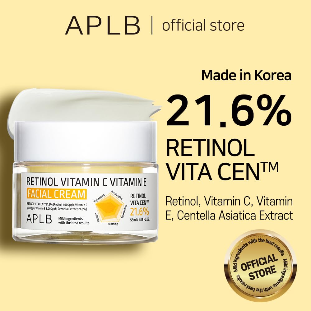 APLB Retinol Vitamin C Vitamin E Facial Cream | RETINOL VITA CEN 21.6% 1.86 FL.OZ/Korean Skincare, Deep hydration, Retinol, Revi
