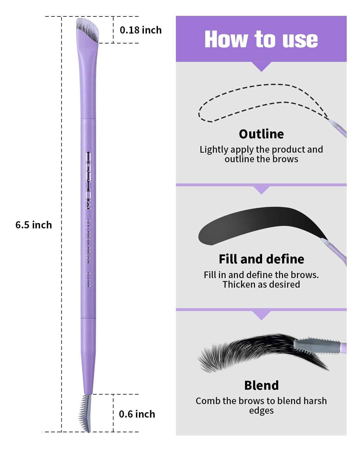 EIGSHOW Dual-Ended Eyebrow Brush with Silver Ion Bristles - Precision Brow Brush and Comb for Lining, Sculpting, Professional Ey