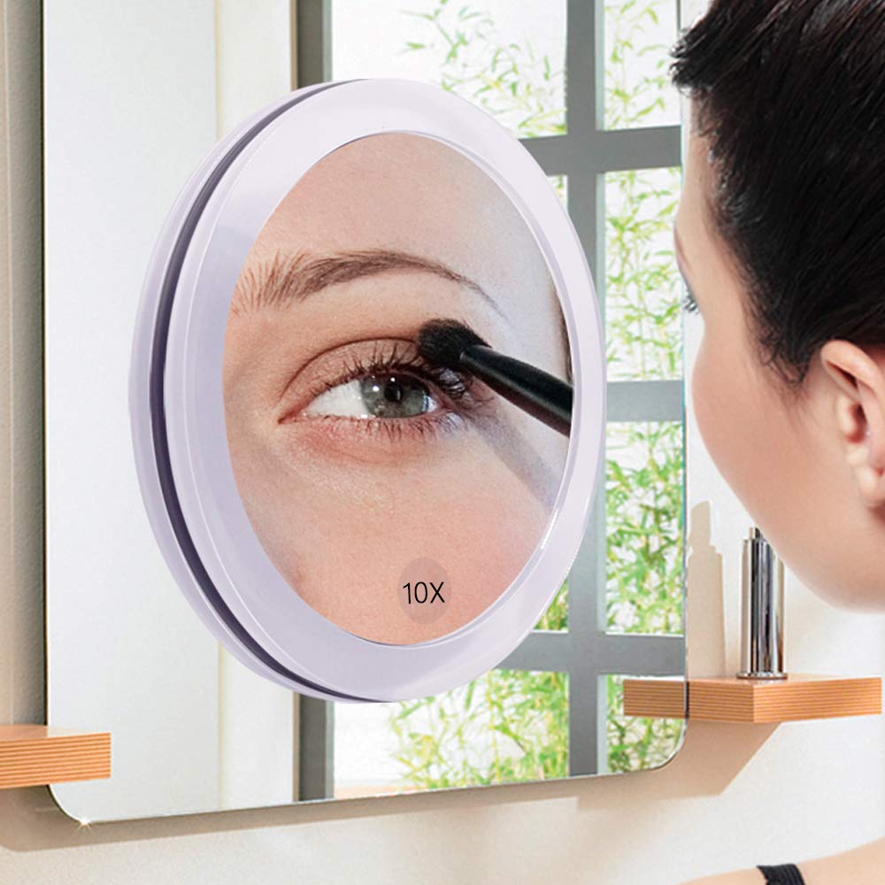 Santoo 10X Magnifying Mirror With 3 Mounting Suction Cups Use For Precise Makeup - Eyebrows/Tweezing - Blackhead/Blemish Removal