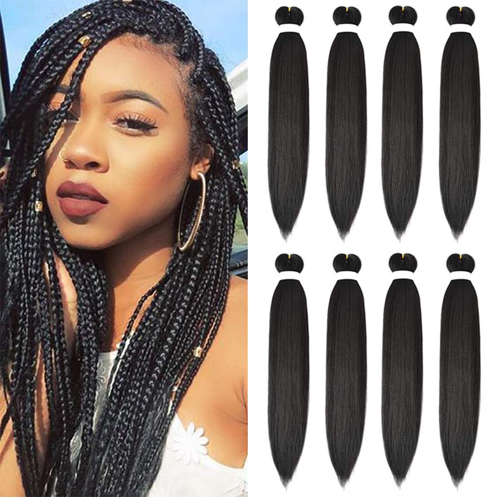 8 Pack Pre Stretched Braiding Hair - 30'' 100G/Pack Premium Kanekalon Braiding Hair Pre Stretched Extensions, Professional Itch