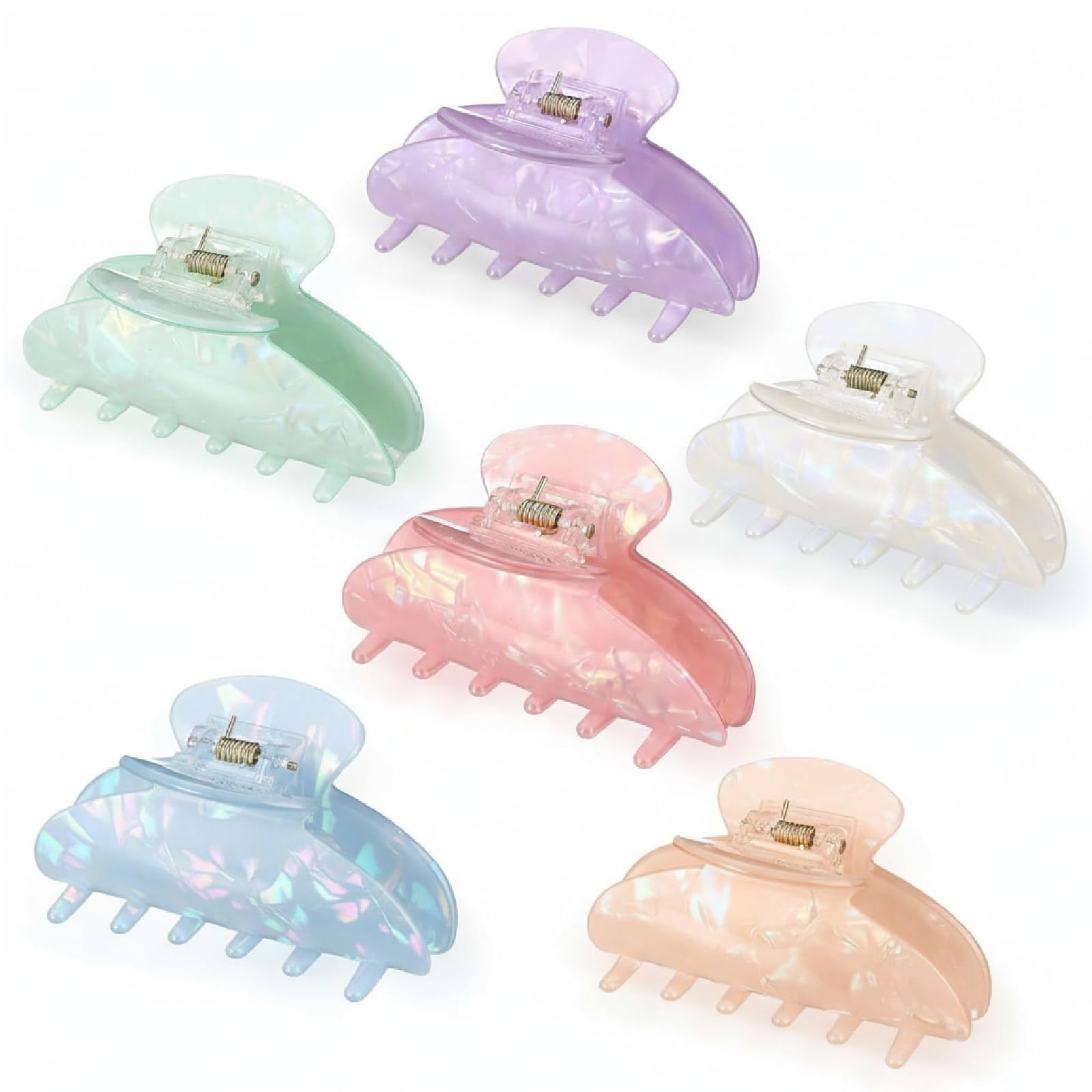 Yuxung 6 Pcs Large Acrylic Hair Claw Clips for Women Cute Non-slip Hold Jaw Clamps for Thick Thin Hair Stylish French Barrettes 