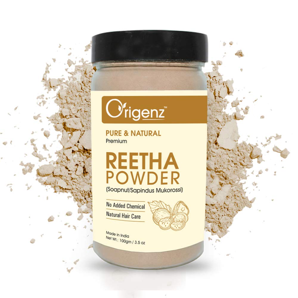 Origenz Reetha Powder 100 Gm For Hair Wash, Pack, Mask, Shampoo, Scalp Care, Dandruff | Seedless Dried Ritha/Aritha/Soapnuts/Sap