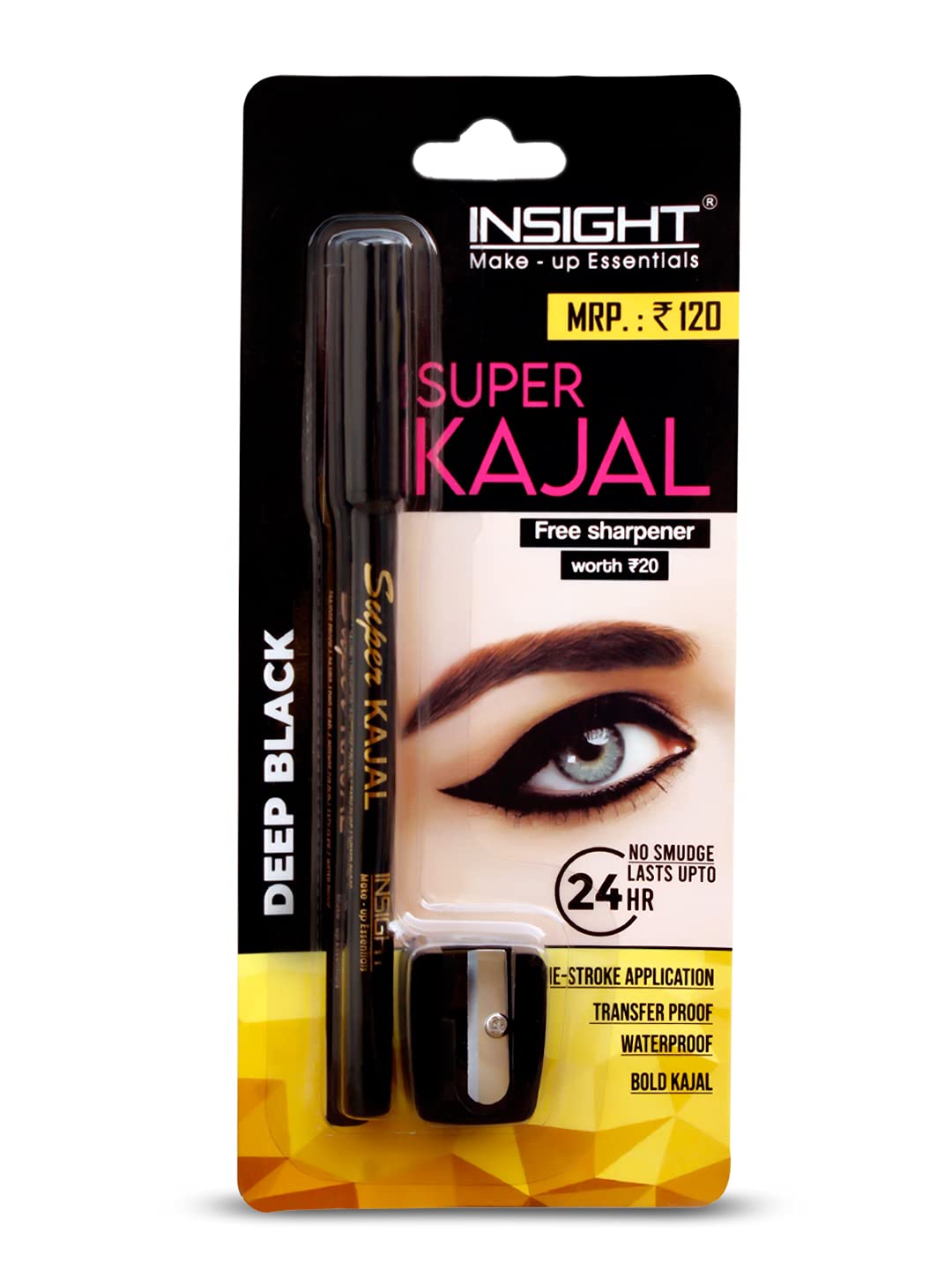 Insight Super Kajal (Black) | Matte Finish |Transferproof| Waterproof|One Stroke Application For Everyday Use  20G