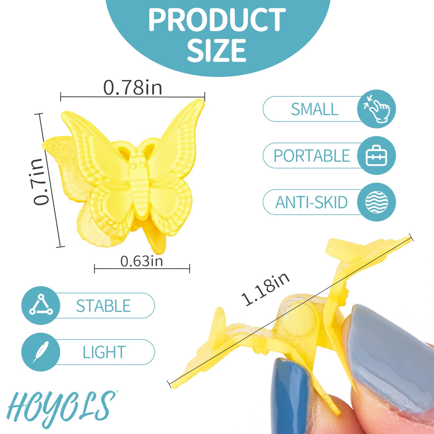 Hoyols Butterfly Clips for Hair 90s, Small Mini Colorful Hair Claw Clips, Fine Hair Cute Candy Hair Accessories for Women Toddle