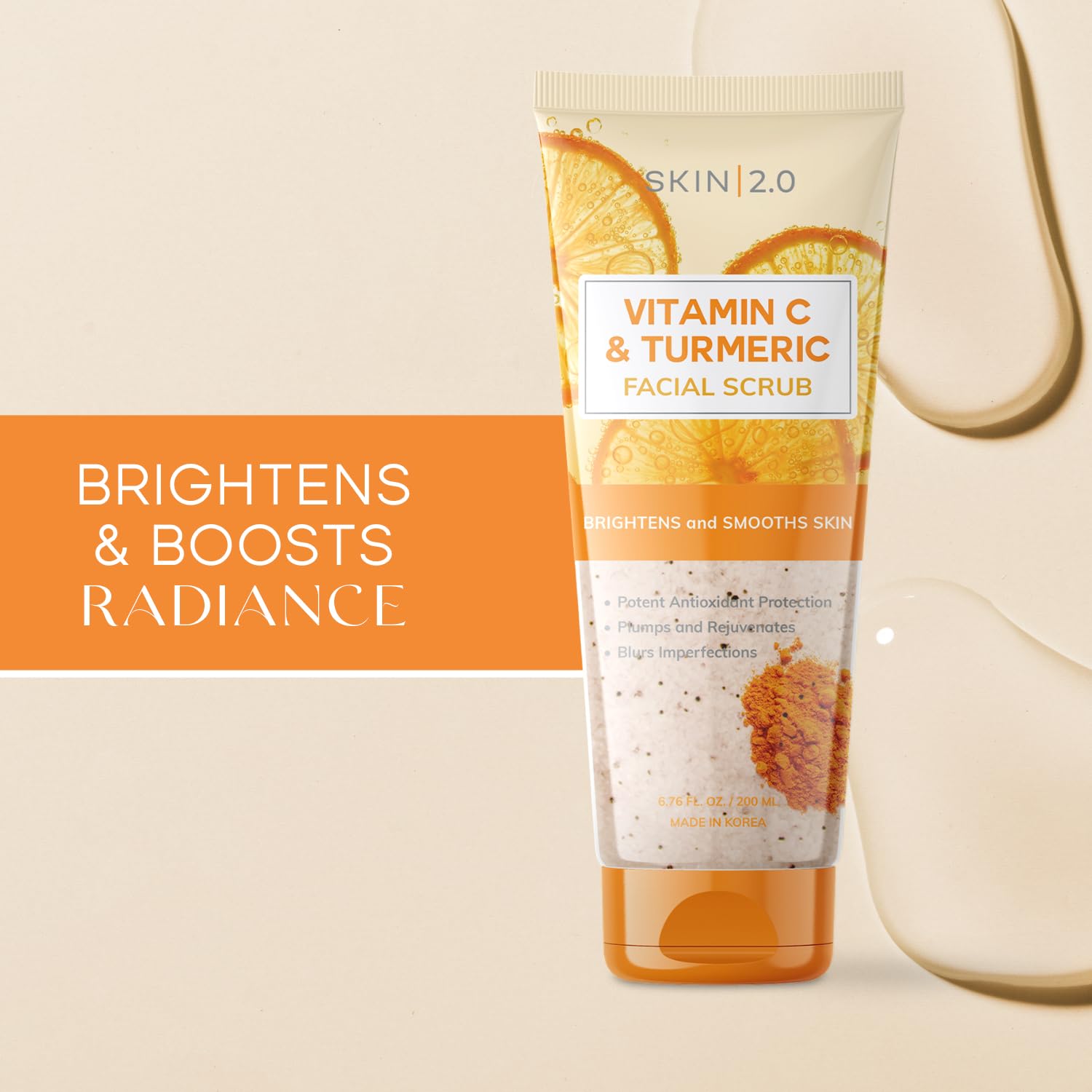 Skin 2.0 Vitamin C And Turmeric Face Scrub - Anti Aging Facial Exfoliating Scrub, Clears Blackheads Improve Dark Spot & Acne - 6