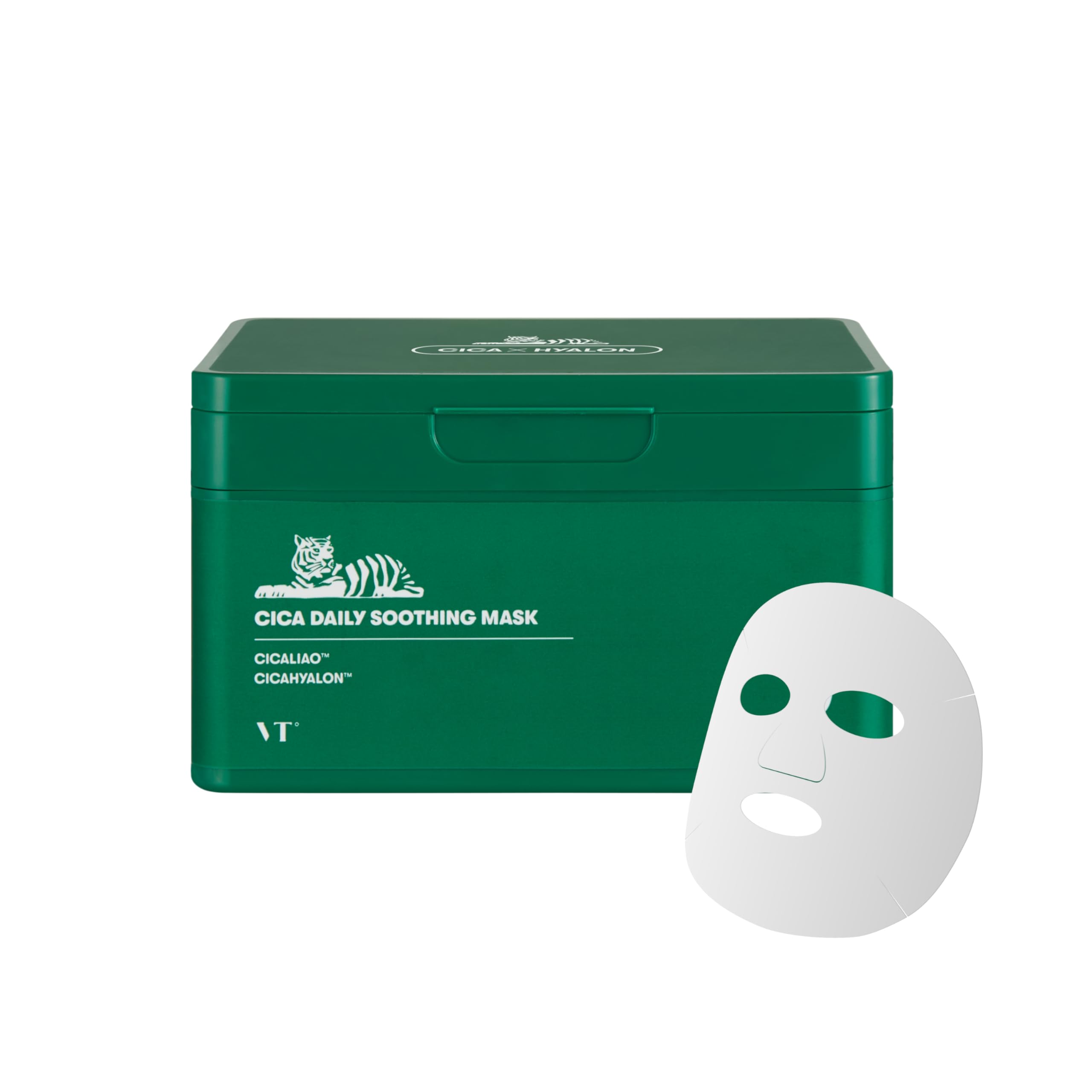 Vt Cosmetics Daily Soothing Mask 30Ea, Facial Sheet Mask For Moist & Hydrating, 30 Day Supply, Cica Face Mask