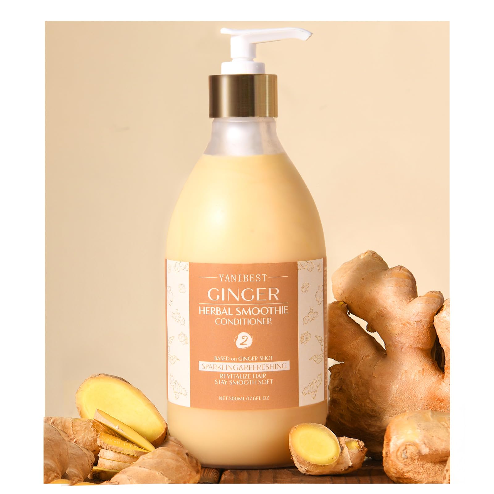 Yanibest Natural Ginger Shot Smoothie Conditioner, Organic Herbaceous Plants for Shiny, Soft, Frizz Free and No Tangles, Healthy