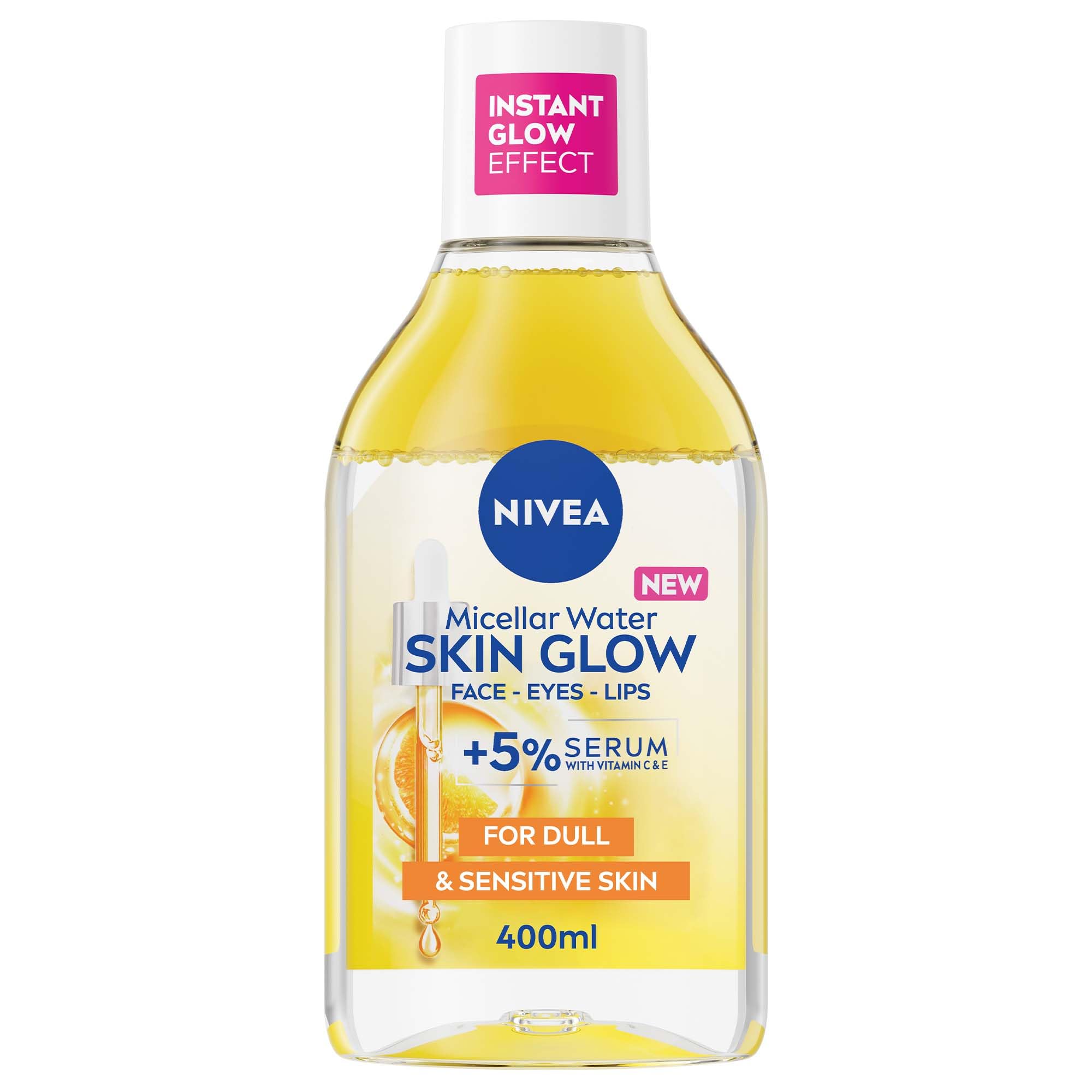 NIVEA Skin Glow Micellar Cleansing Water for Face Eyes Lashes  Gentle Daily Makeup Remover and Facial Cleanser with Vitamin C &