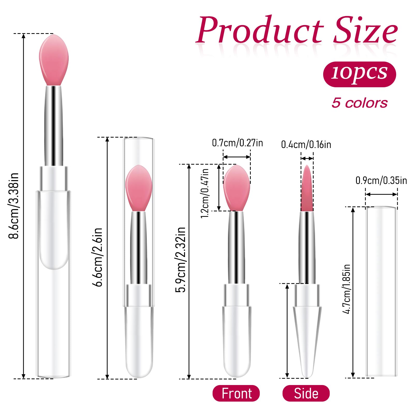 10Pcs Lip Brush Silicone Lip Brushes Tool Lipstick Applicator Brushes With Caps For Makeup Beauty Brushes, Lip Mask Applicator,E
