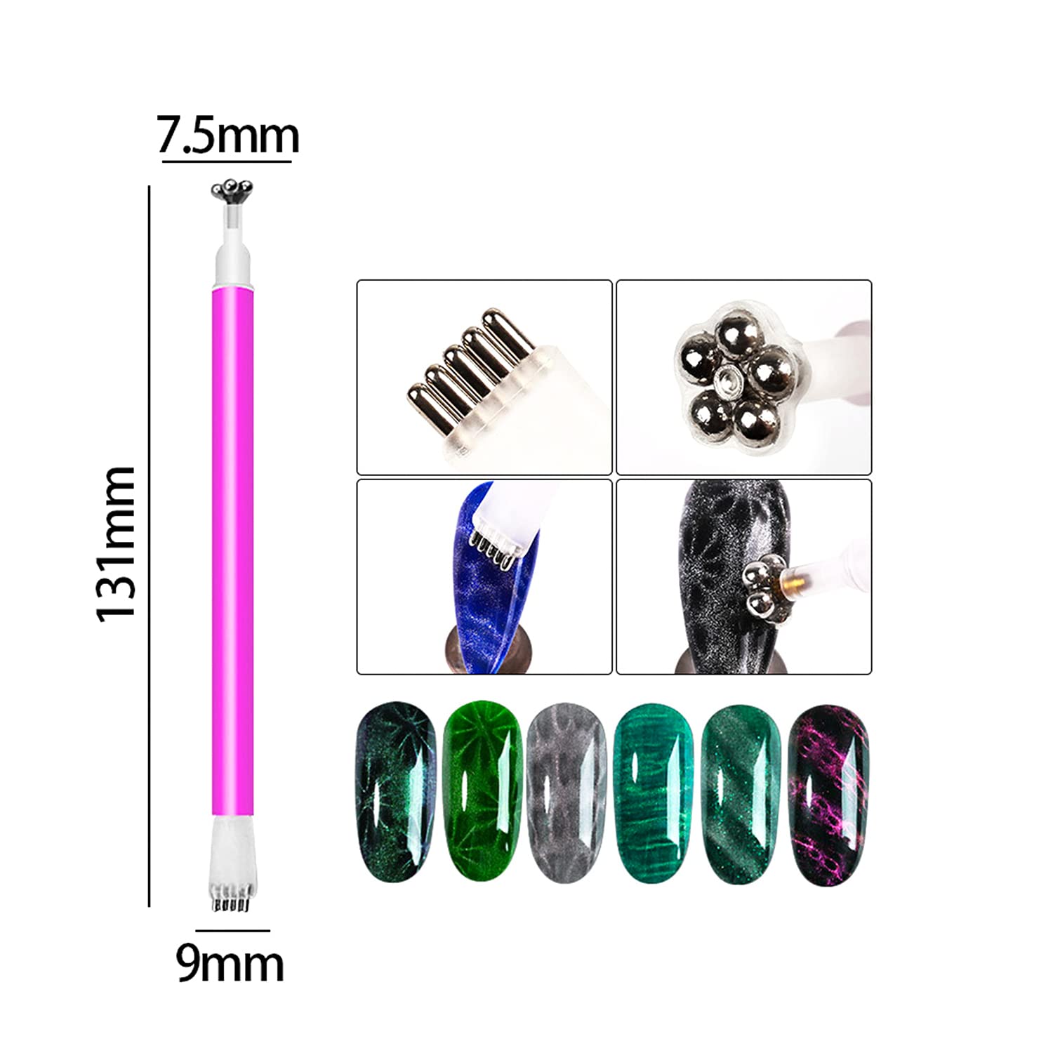 Xeaohesy 15 Pieces Nail Magnet Tool Set Magnet Plate Wand Board Magnetic Pen Stripe Nail Magnet Double Ended Magnet Wand Magnet