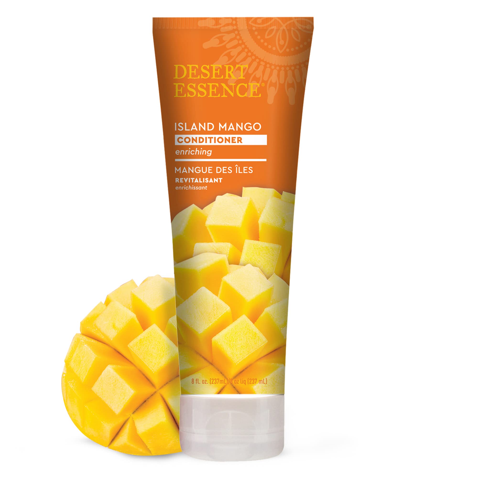 Desert Essence, Island Mango Conditioner 8 fl. oz. - Gluten Free - Vegan - Cruelty Free - Mango Seed Butter - Shea Butter - Revi