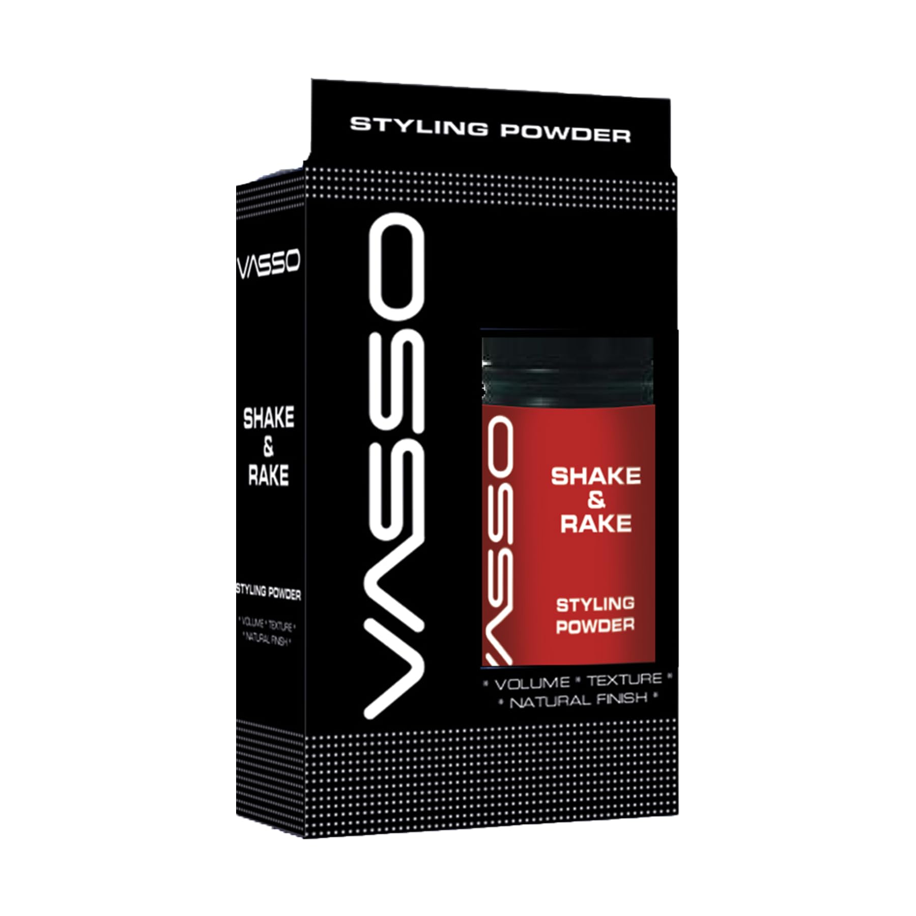Vasso Shake & Rake Styling Powder for Men, Matte Finish Hair Volumizing Powder, Lightweight Texture Powder for Strong Hold & Nat