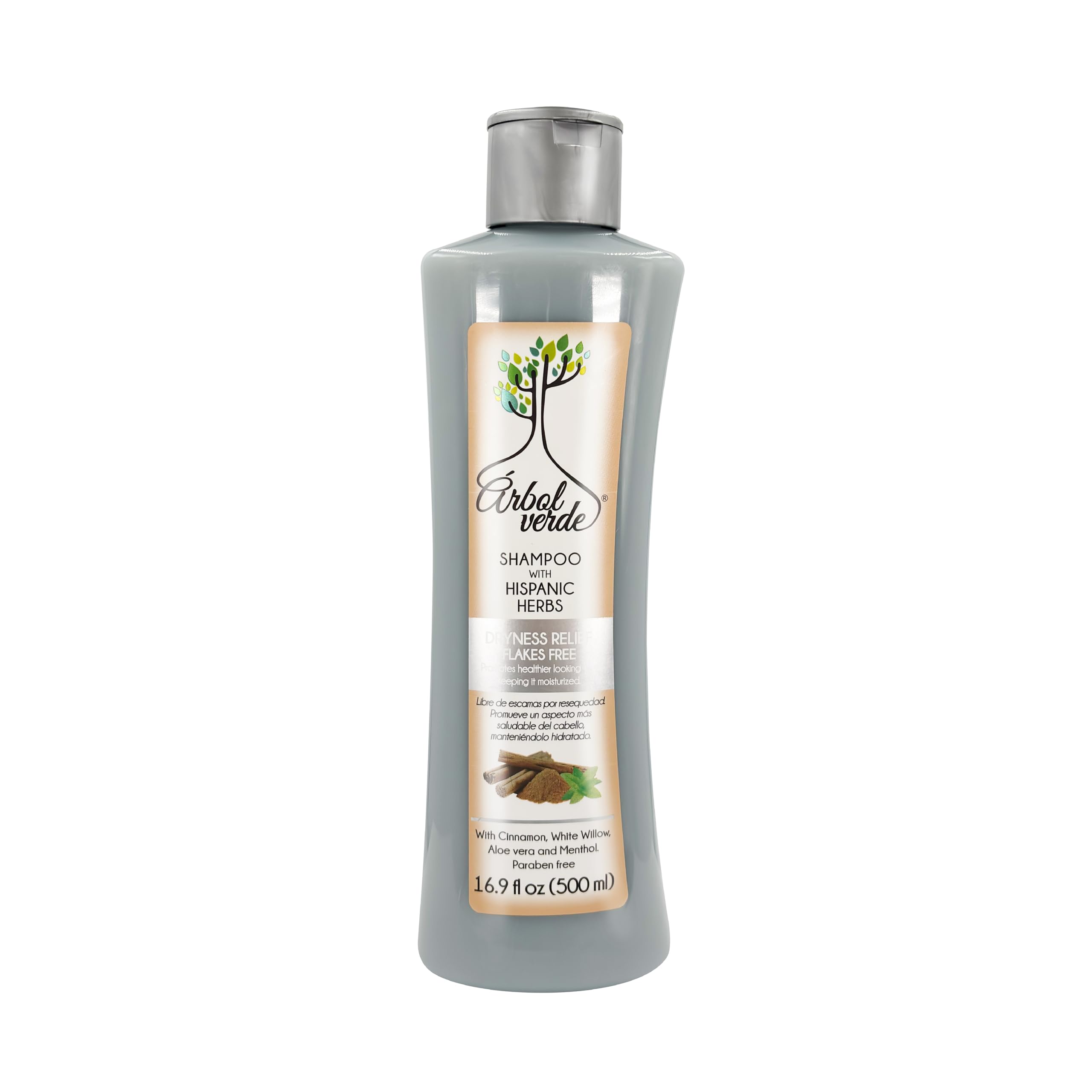 Arbol Verde - Anti-Dandruff Shampoo with Hispanic Herbs, Cinnamon & Mint, (16.9 fl oz) - Helps Eliminate Dandruff & Soothe Scalp