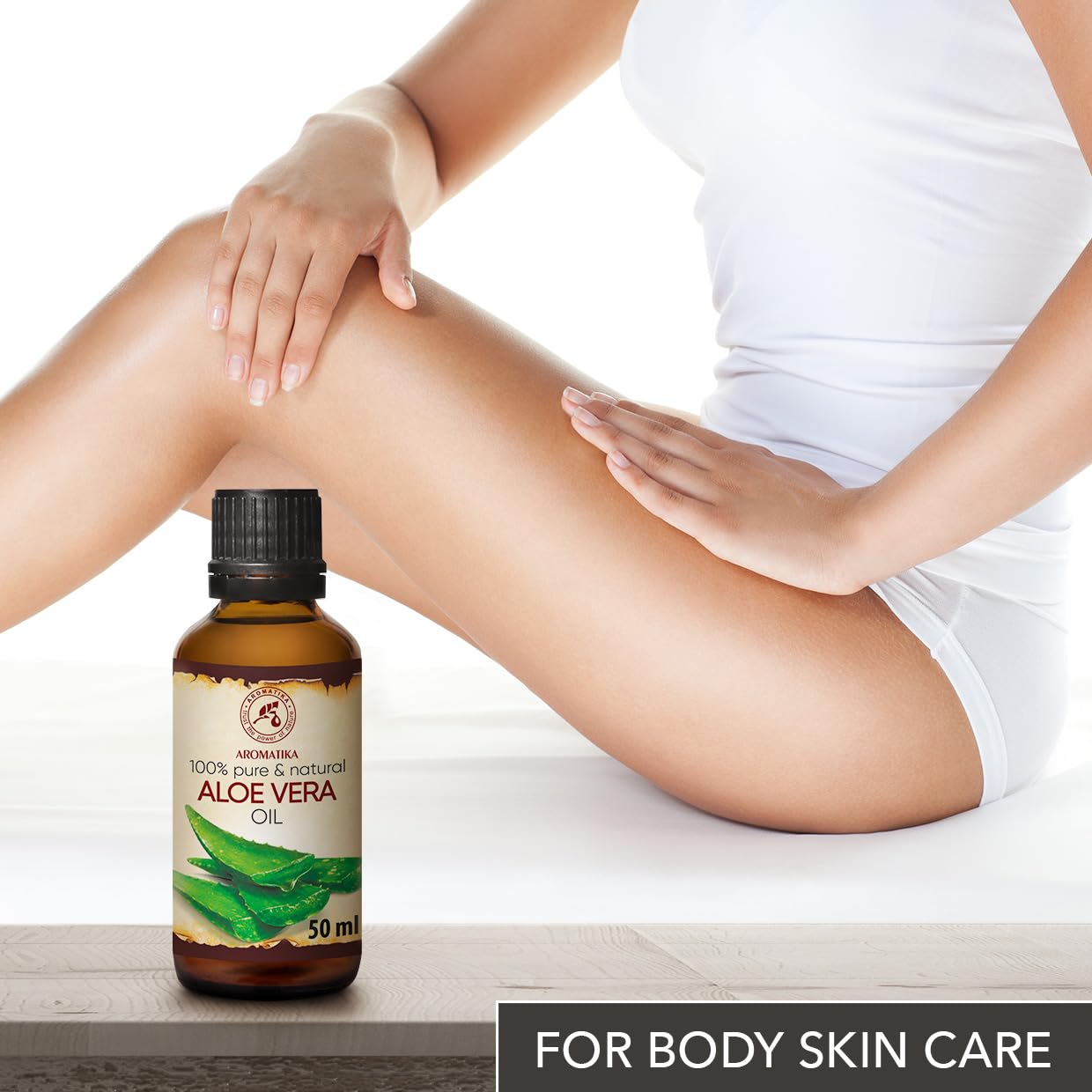 Aromatika Aloe Vera Oil 1.7 Fl Oz (50Ml) - 100% Pure & Natural - Aloe Barbadensis - Brasil - Care For Skin - Body - Hair Growth